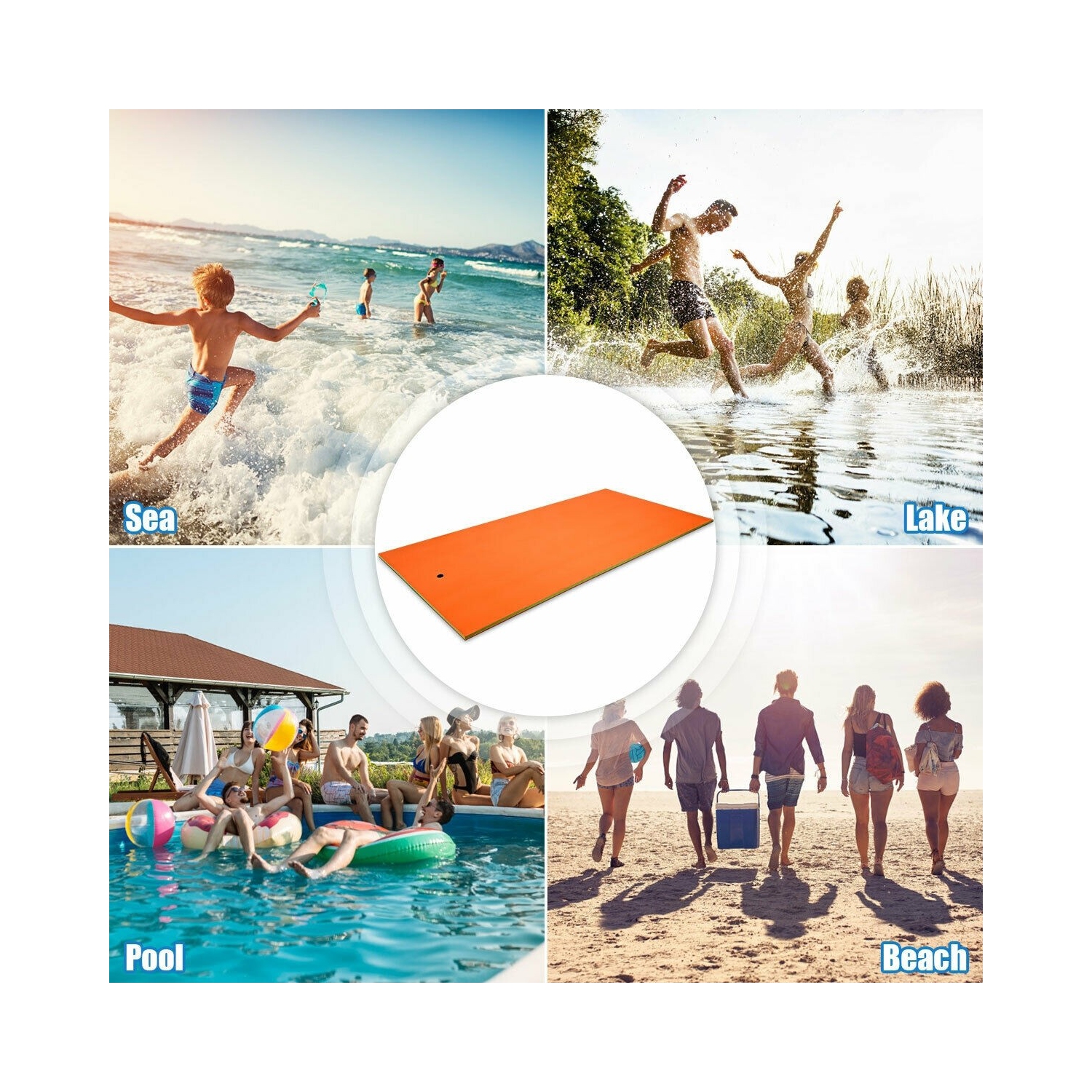 Tampon d'eau flottant à 3 couches de 12 x 6 pi