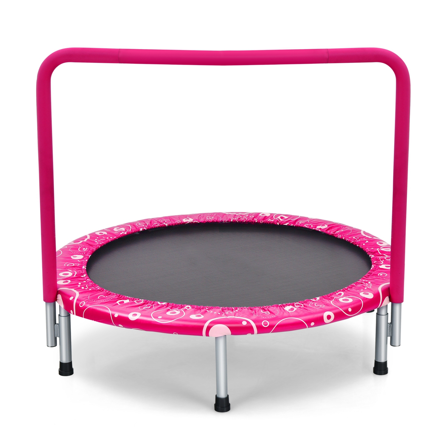Mini trampoline de 36 po pour enfants avec rail de suspension entièrement couvert - Rose