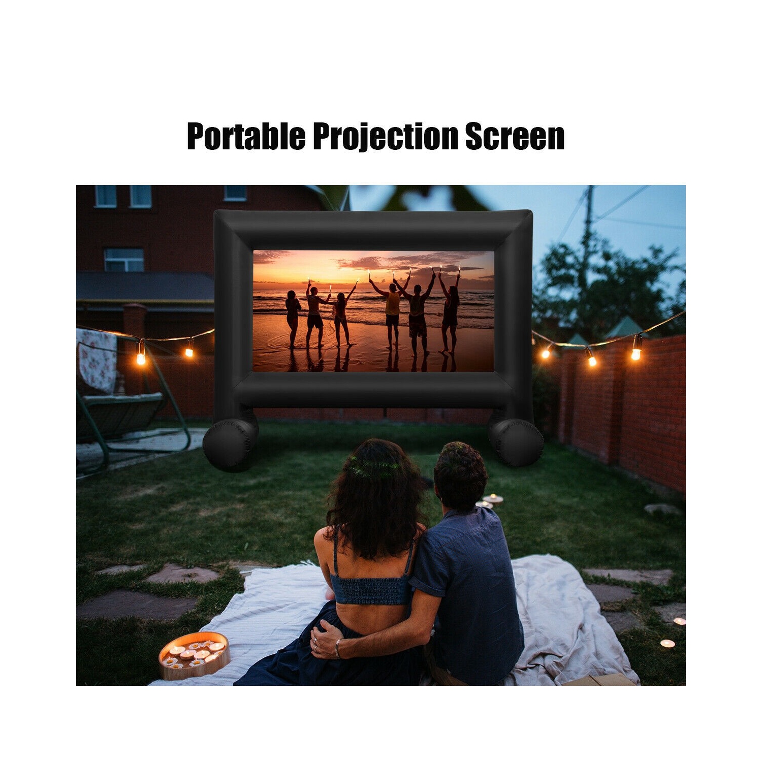 Écran de projection extérieur gonflable avec souffleuse et sac de transport