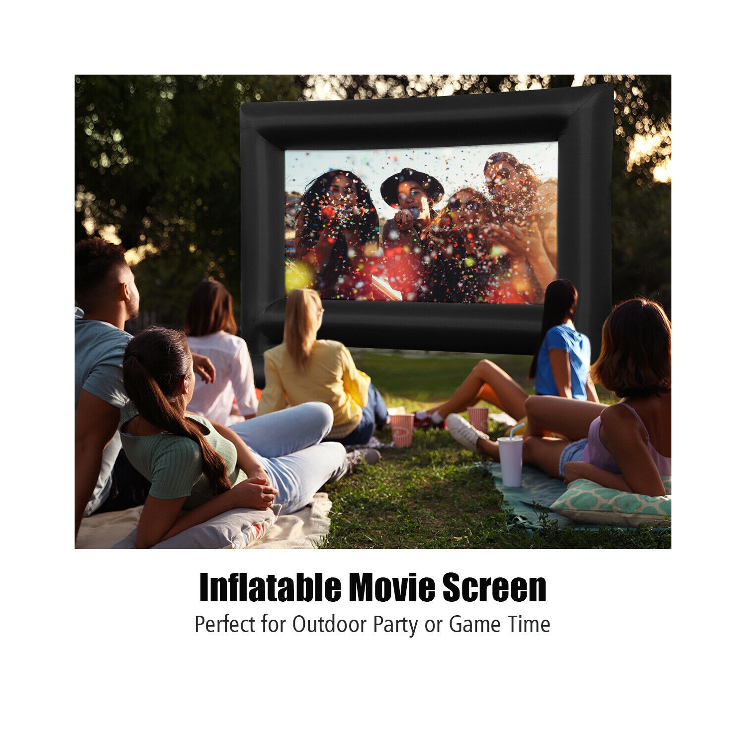 Écran de projection extérieur gonflable avec souffleuse et sac de transport