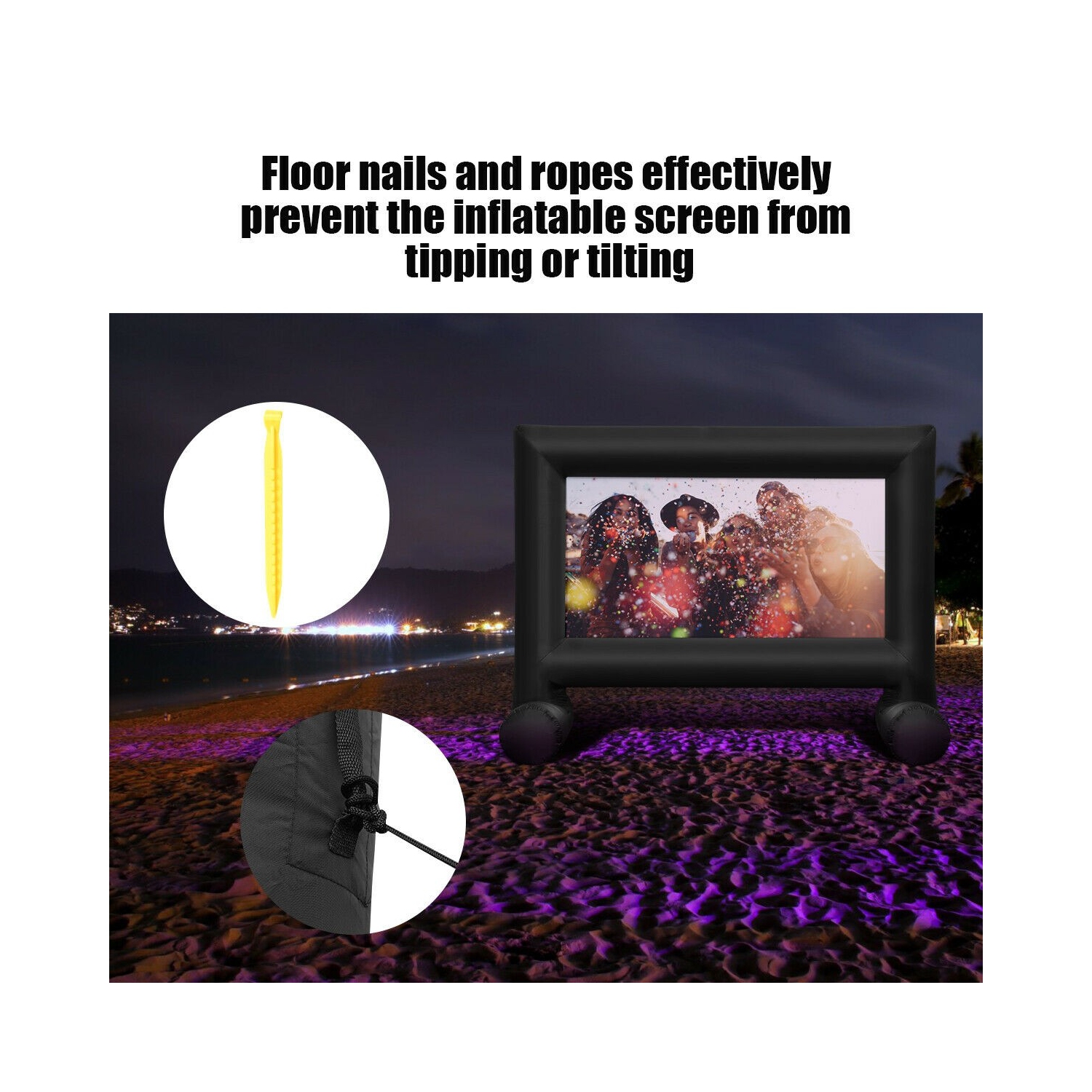 Écran de projection extérieur gonflable avec souffleuse et sac de transport