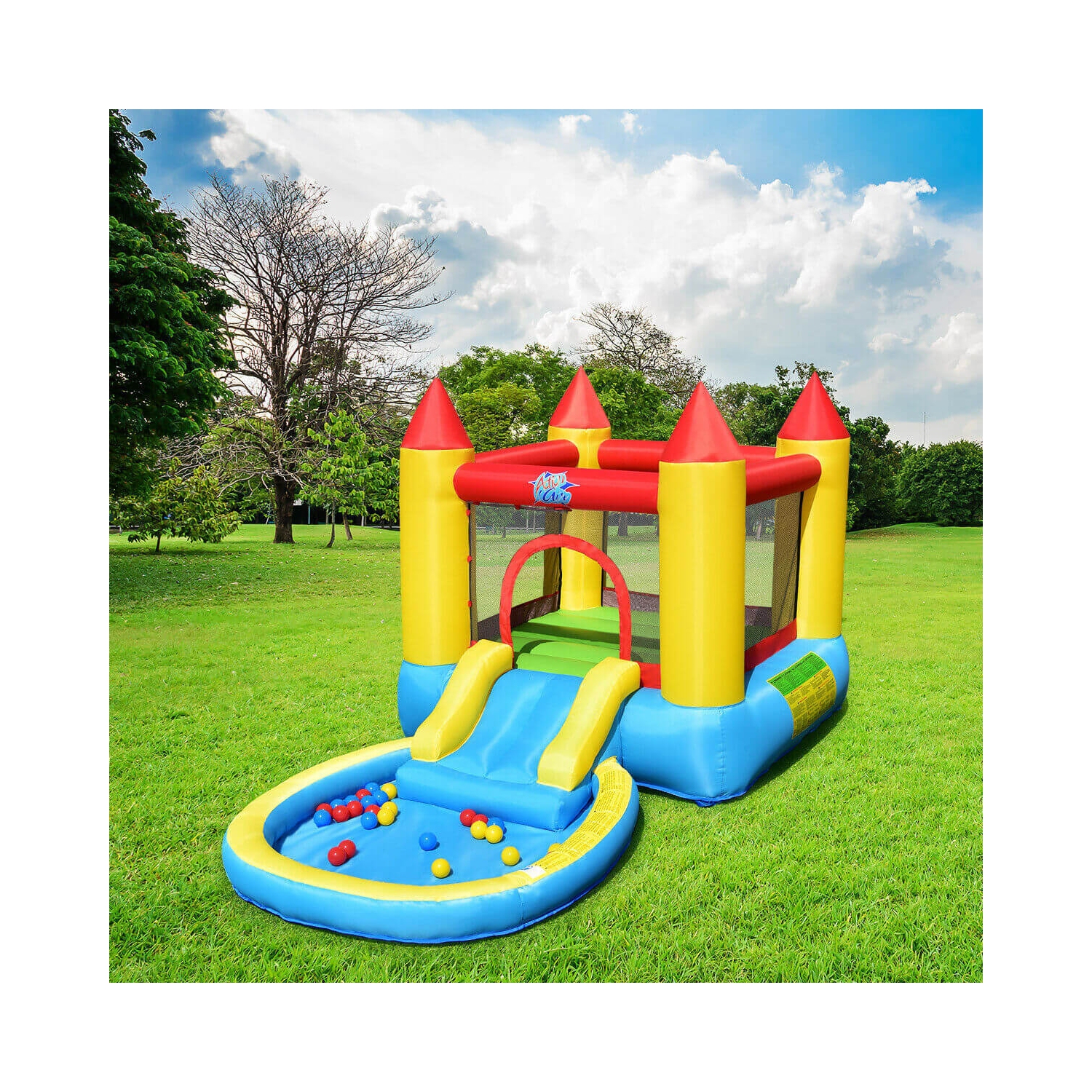 Kids Inflatable Bounce House Castle with Balls Pool and Bag