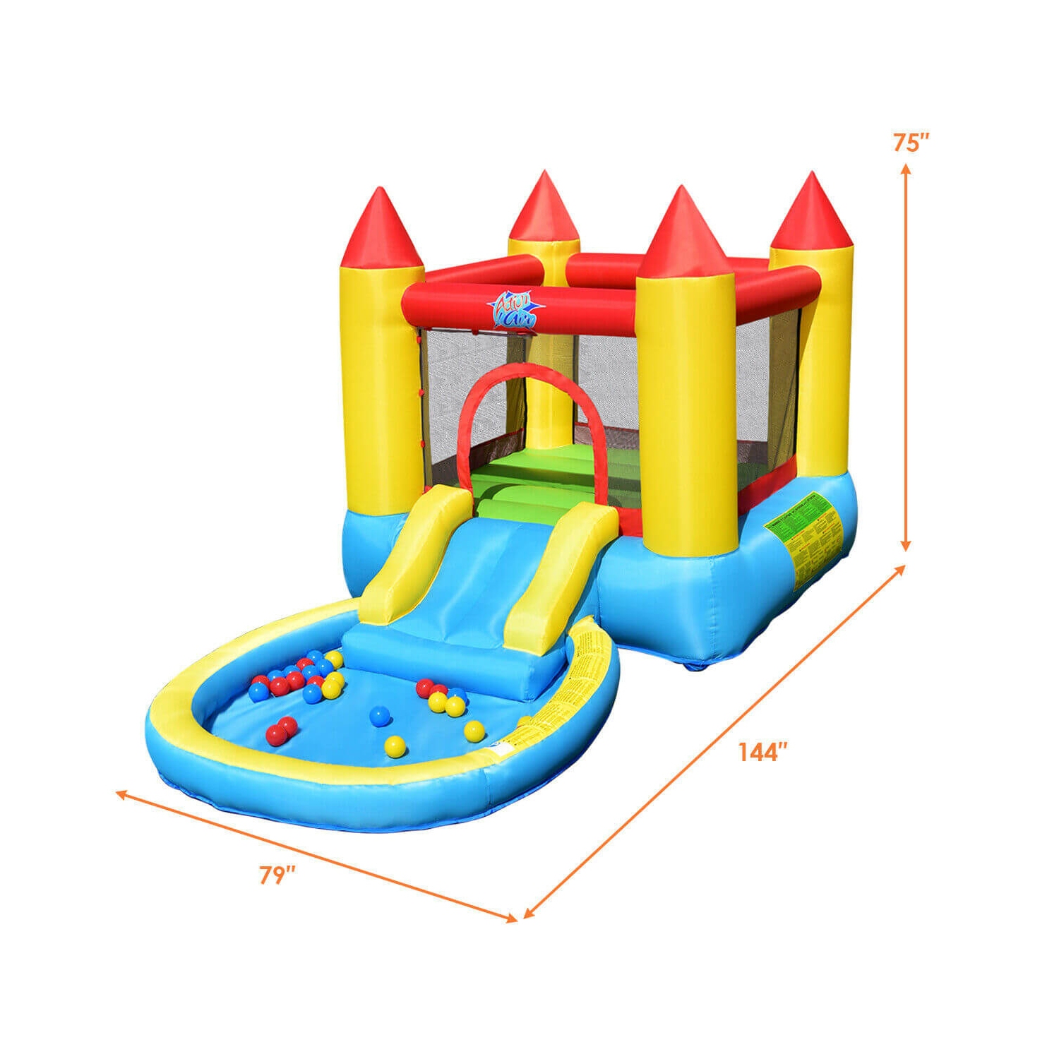 Kids Inflatable Bounce House Castle with Balls Pool and Bag
