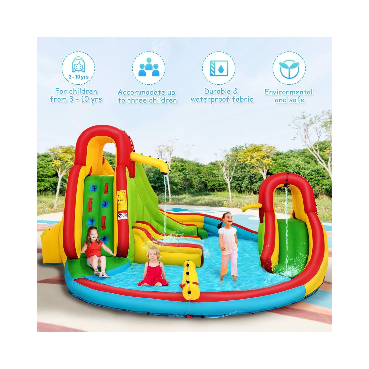 Kids Gift Inflatable Water Slide Bounce Park with 480 W Blower