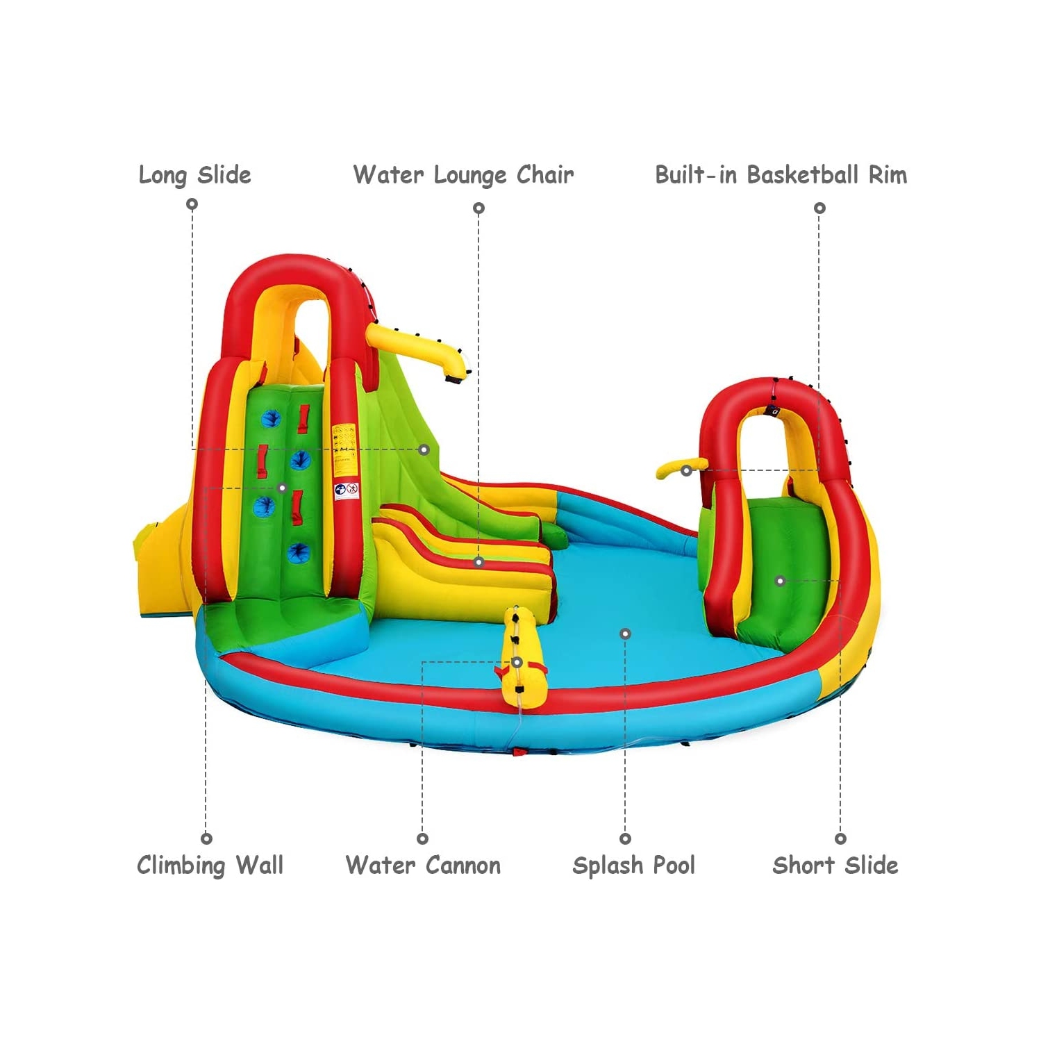 Kids Gift Inflatable Water Slide Bounce Park with 480 W Blower