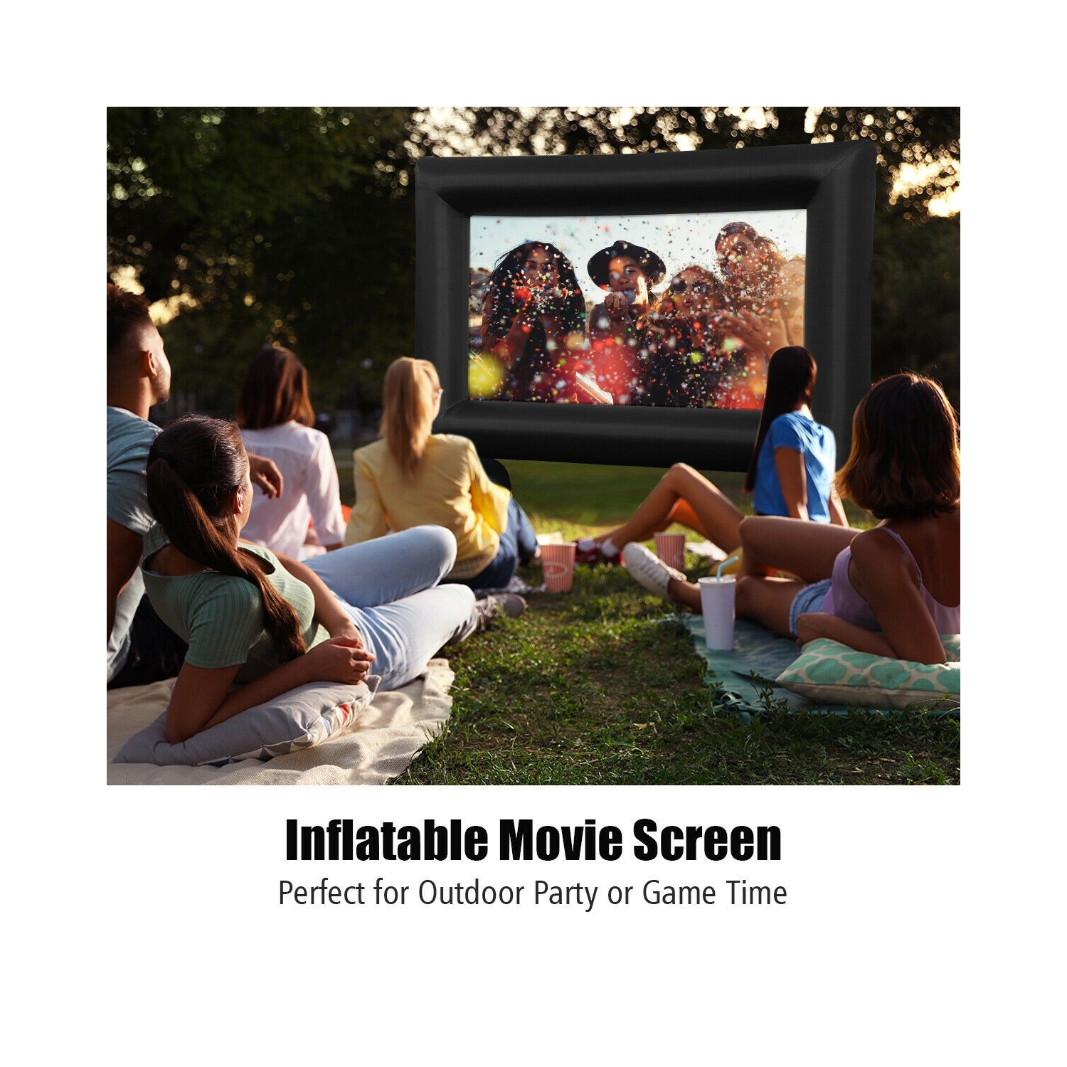 Écran de projection extérieur gonflable avec souffleuse et sac de transport