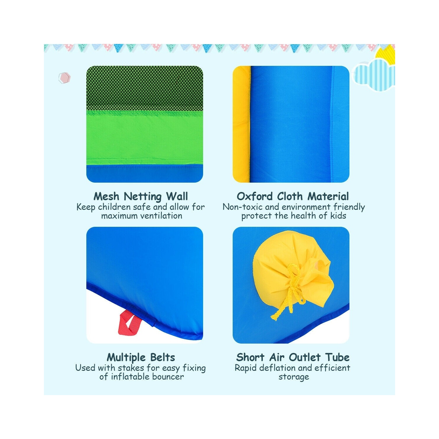 Château rebondissant coulissant pour enfants Bounce House gonflable sans ventilateur