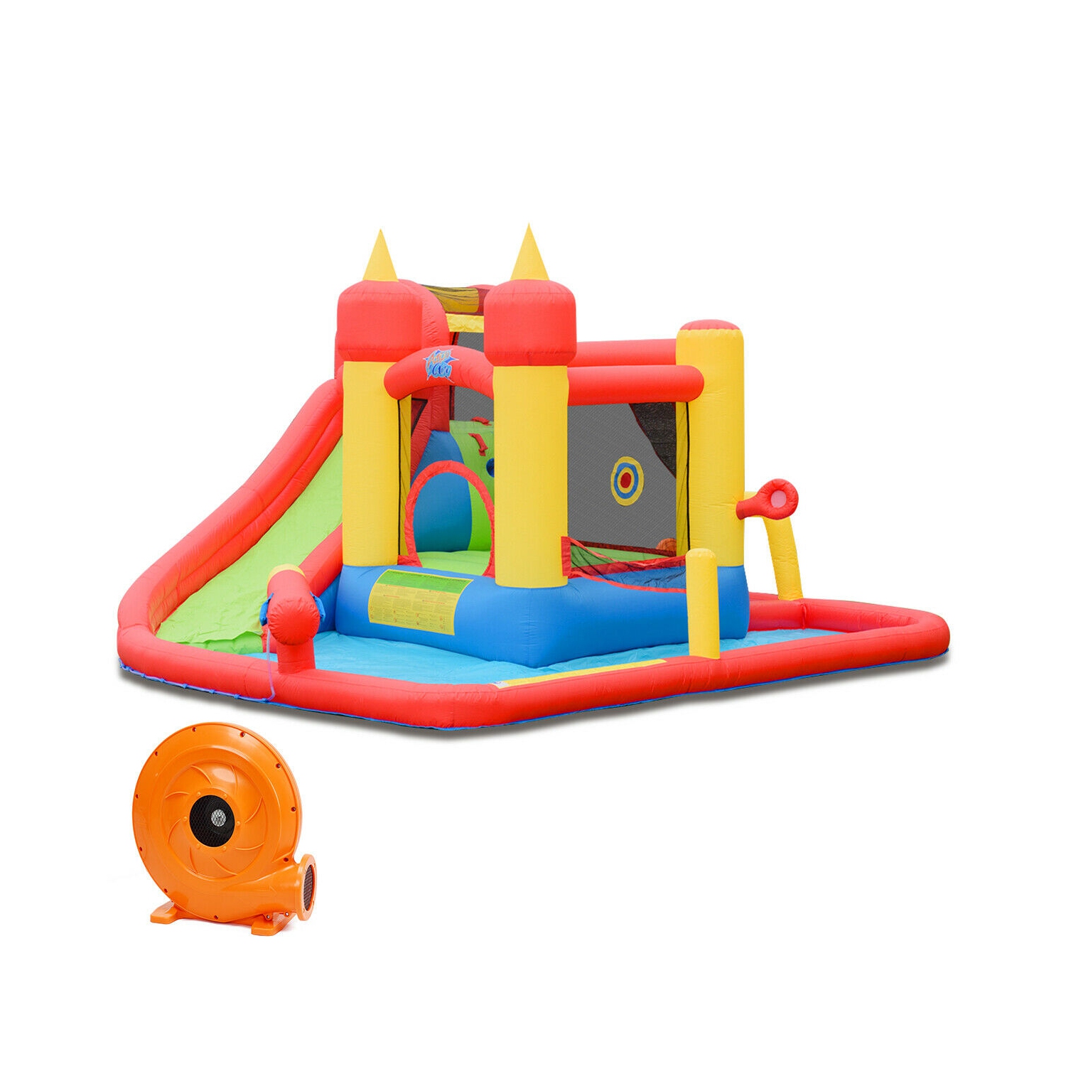 Inflatable Blow Up Water Slide Bounce House with 740 W Blower