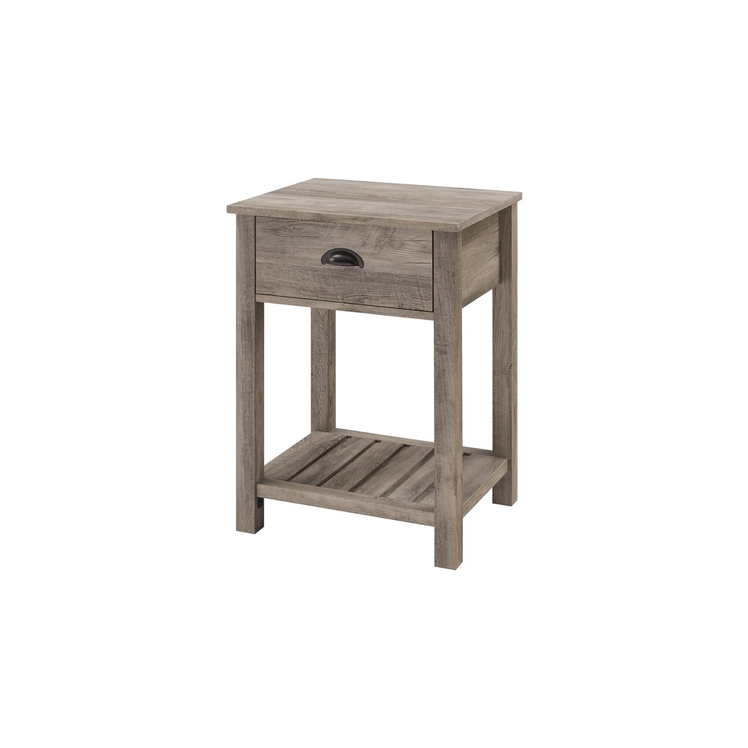 Pemberly Row 18" Country Single Drawer Bedroom Nightstand in Gray Wash