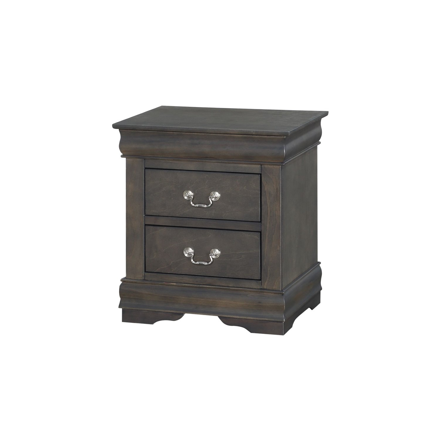 Bowery Hill Contemporary 2 Drawer Nightstand in Dark Gray