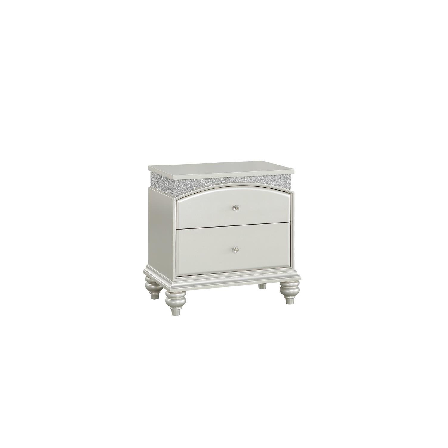 Bowery Hill Transitional 2 Drawer Nightstand in Platinum