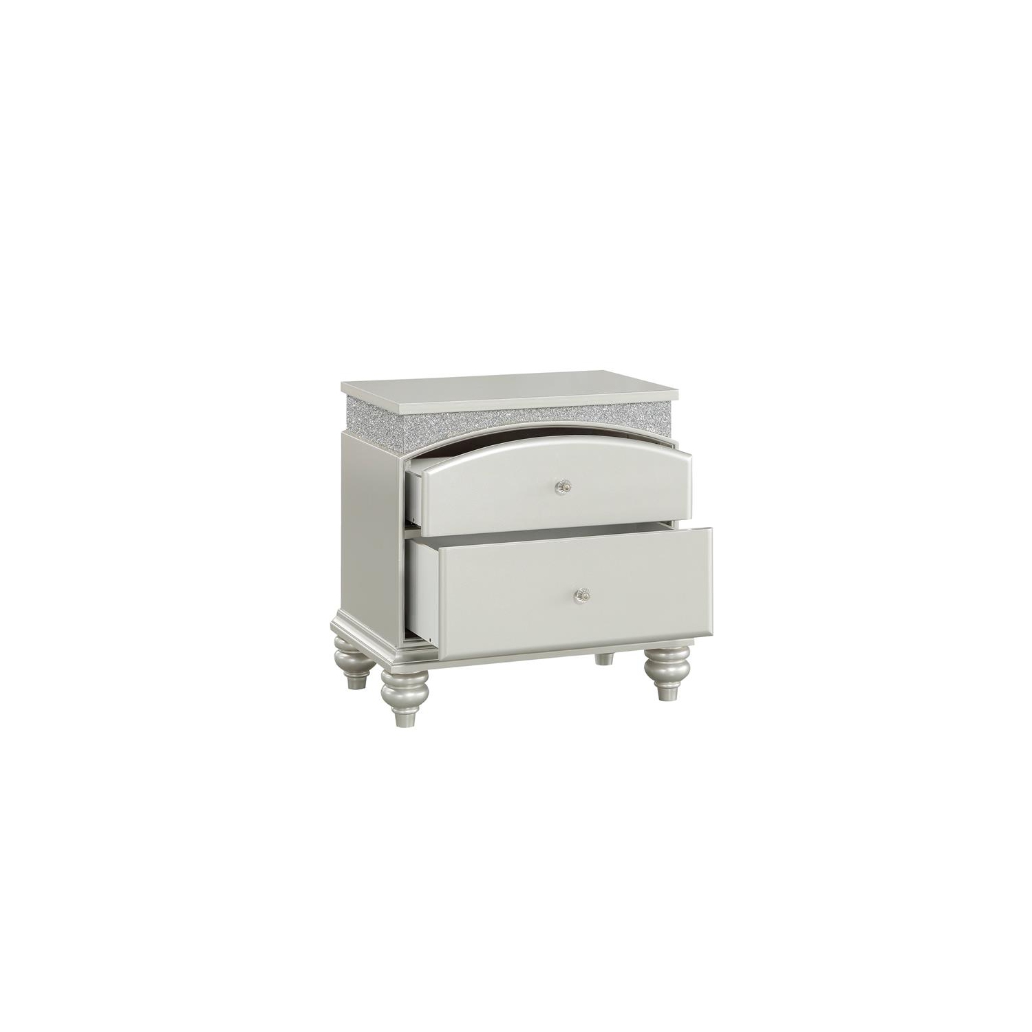 Bowery Hill Transitional 2 Drawer Nightstand in Platinum