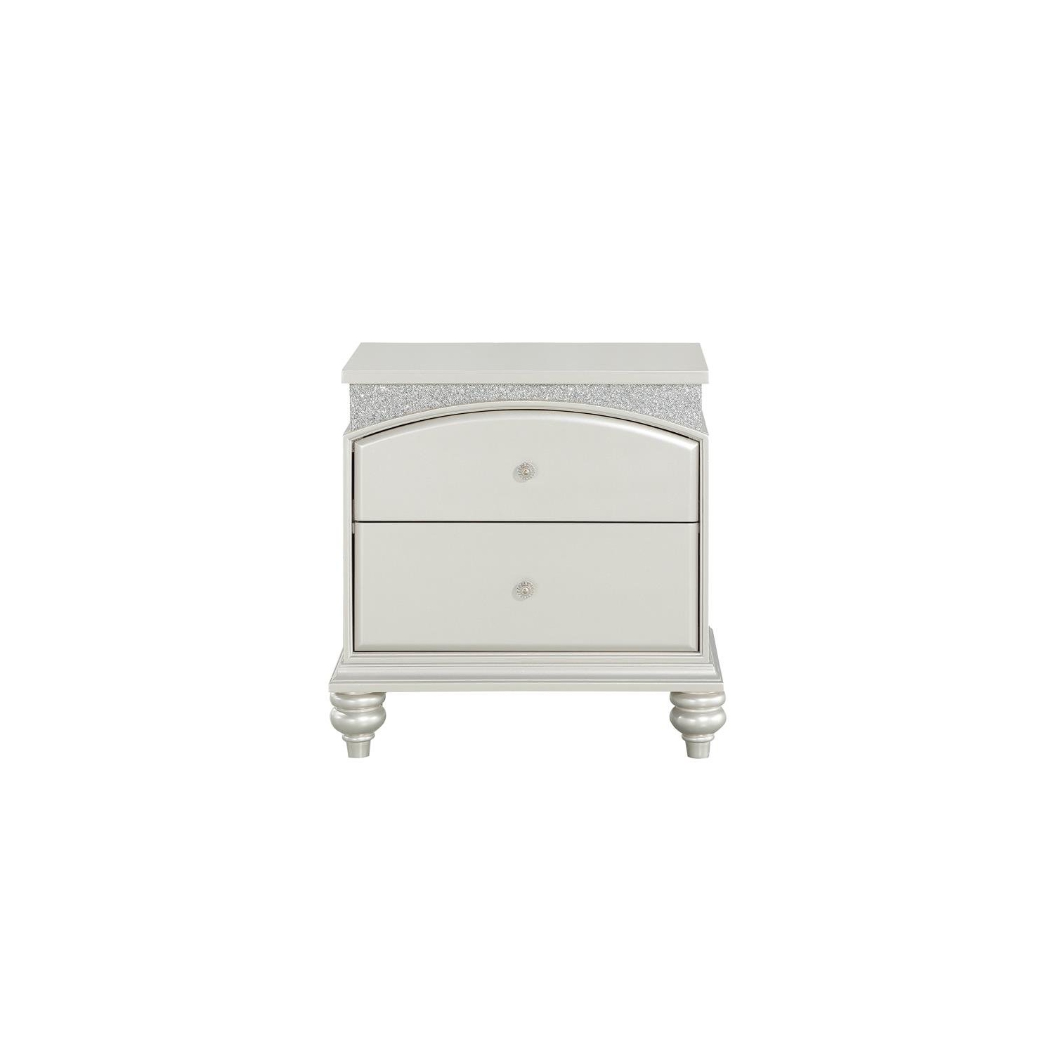 Bowery Hill Transitional 2 Drawer Nightstand in Platinum