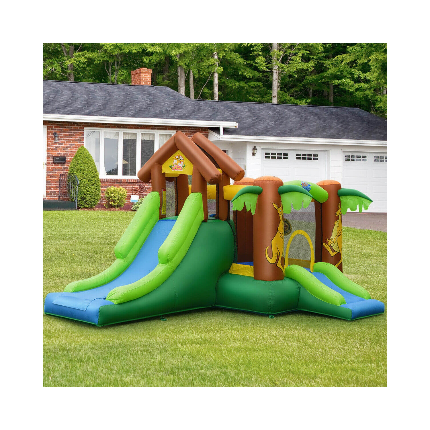Château gonflable Jungle Bounce House pour enfants avec sac sans ventilateur
