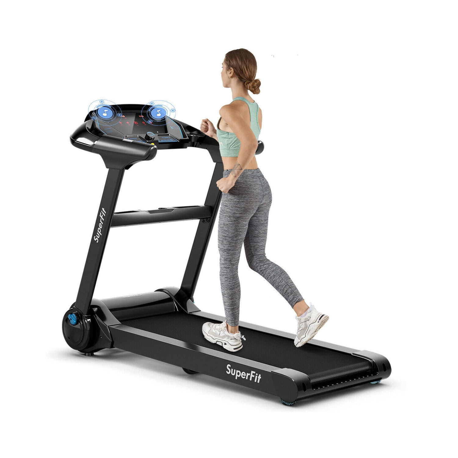 Tapis roulant repliable de 2,25 CV avec fonction de jogging et application de fréquence cardiaque bluetooth