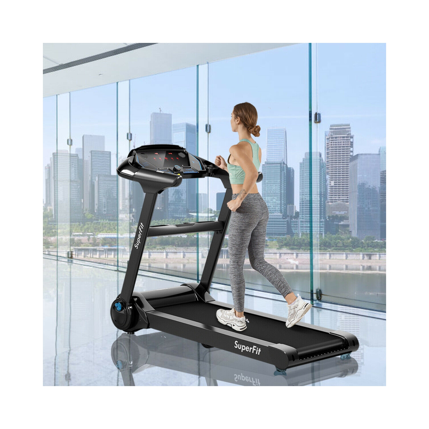 Tapis roulant repliable de 2,25 CV avec fonction de jogging et application de fréquence cardiaque bluetooth