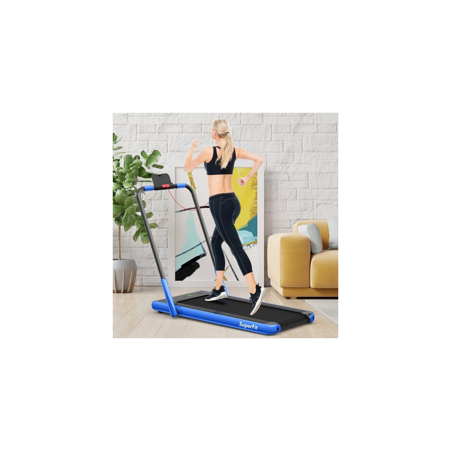 Tapis roulant repliable 2-en-1 de 2,25&nbsp;HP avec télécommande et écran LED