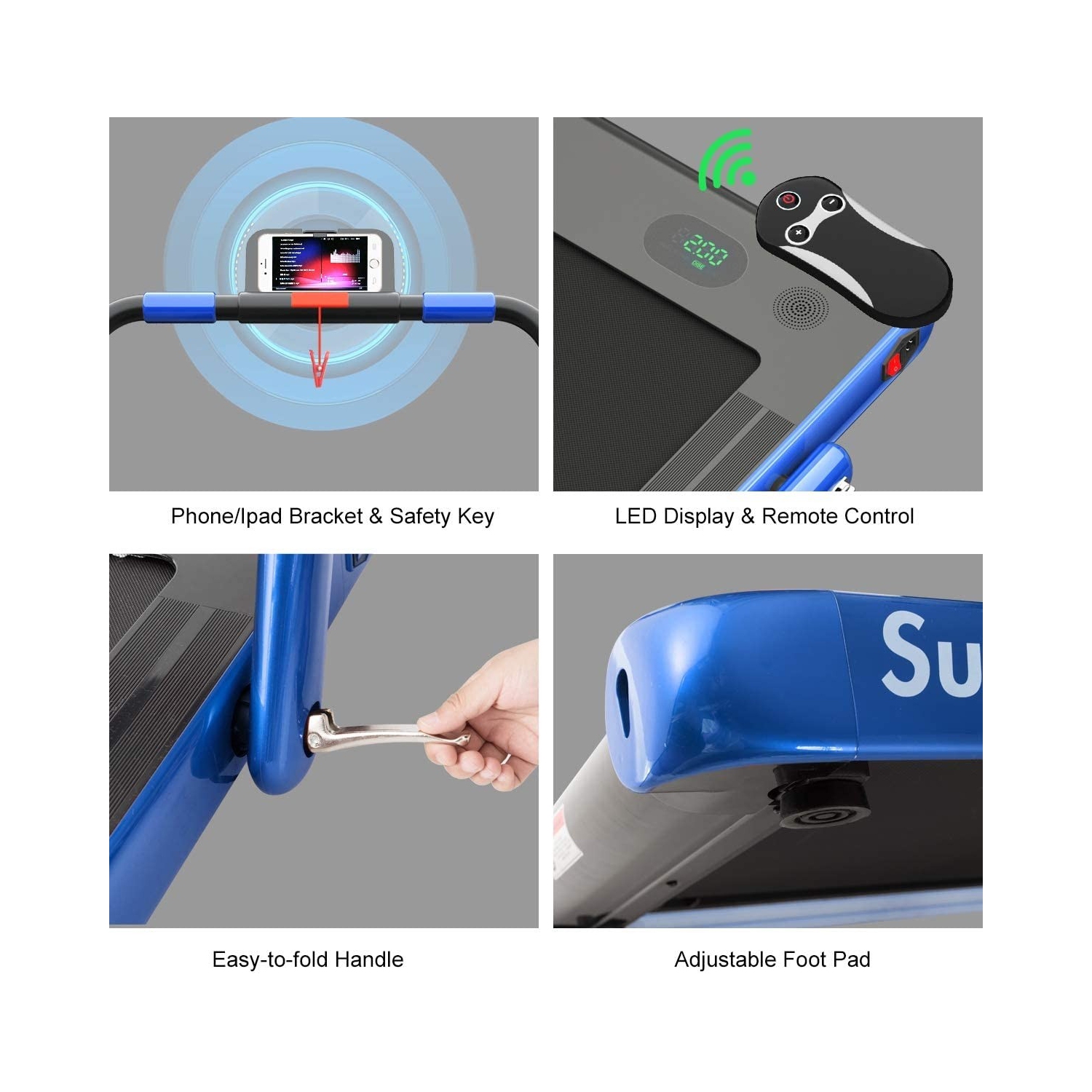 Tapis roulant repliable 2-en-1 de 2,25&nbsp;HP avec télécommande et écran LED