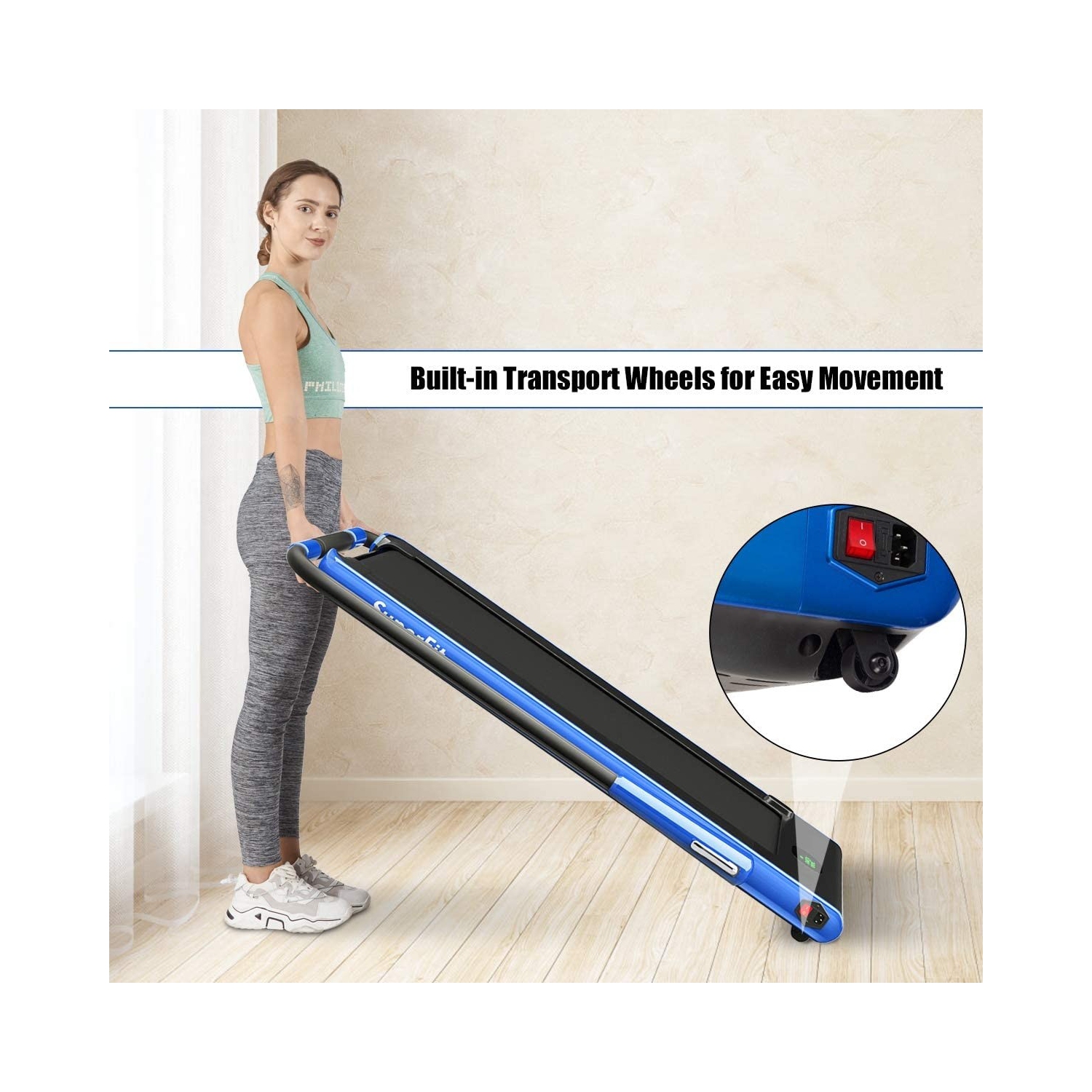 Tapis roulant repliable 2-en-1 de 2,25&nbsp;HP avec télécommande et écran LED