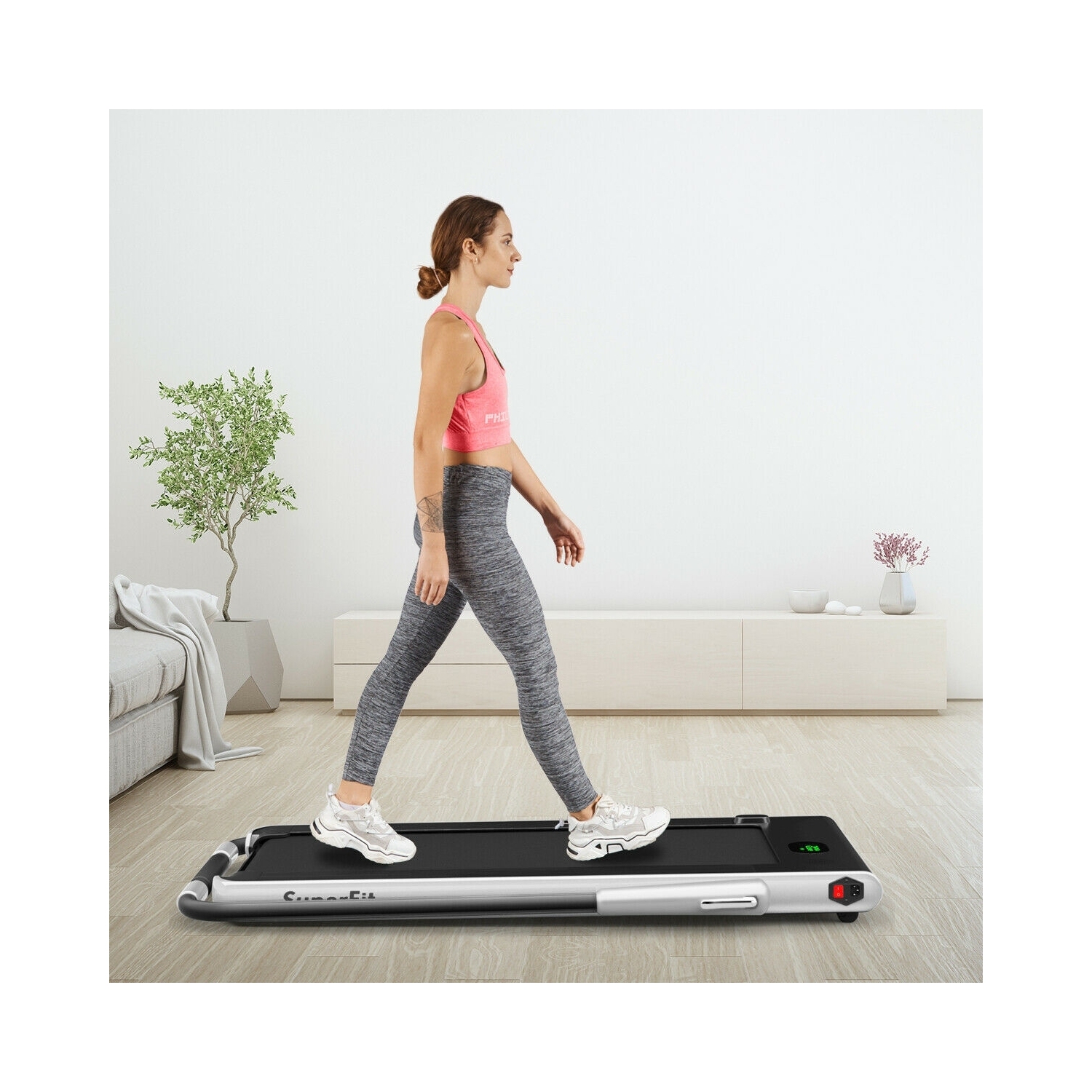 Tapis roulant repliable 2-en-1 de 2,25 HP avec télécommande et écran LED