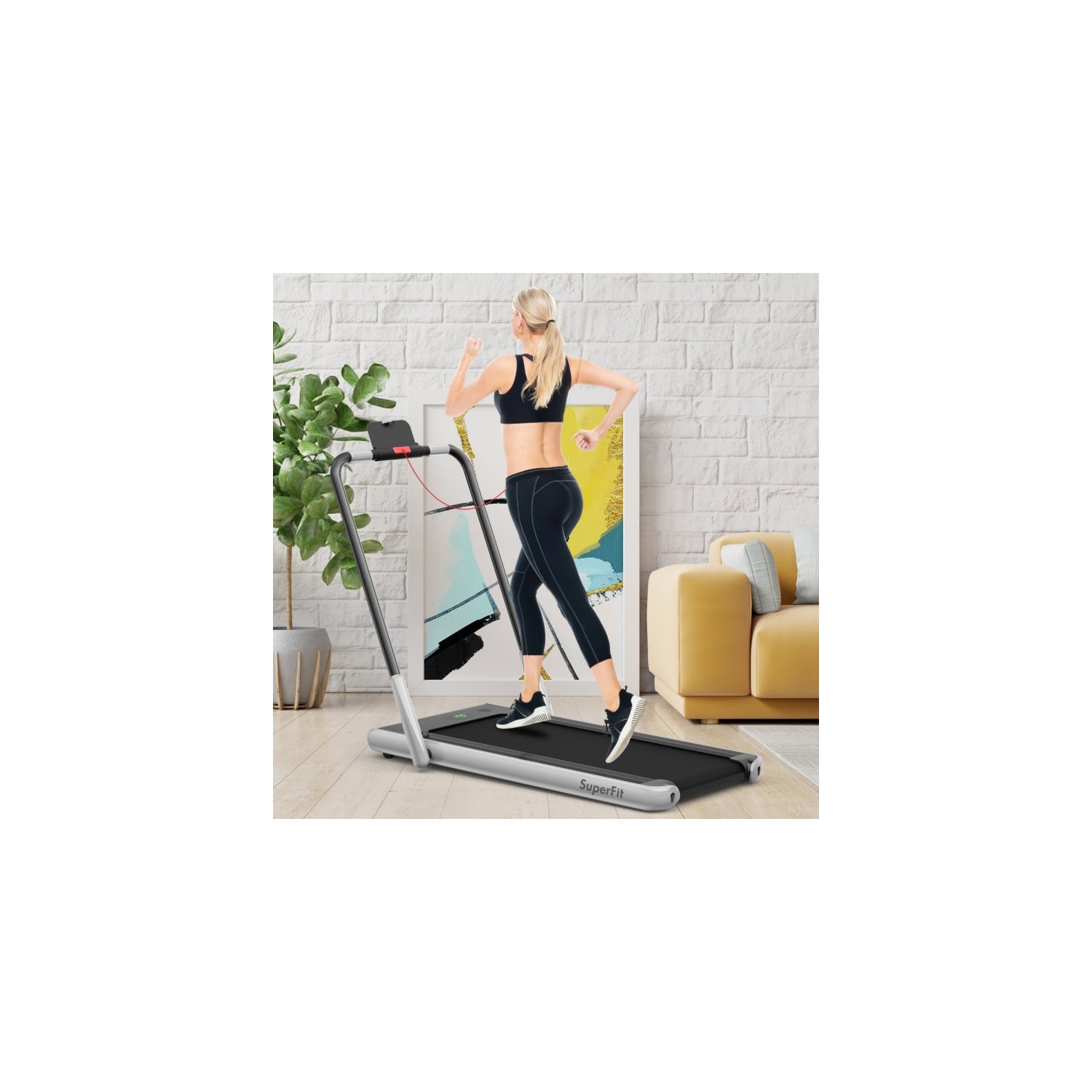 Tapis roulant repliable 2-en-1 de 2,25 HP avec télécommande et écran LED