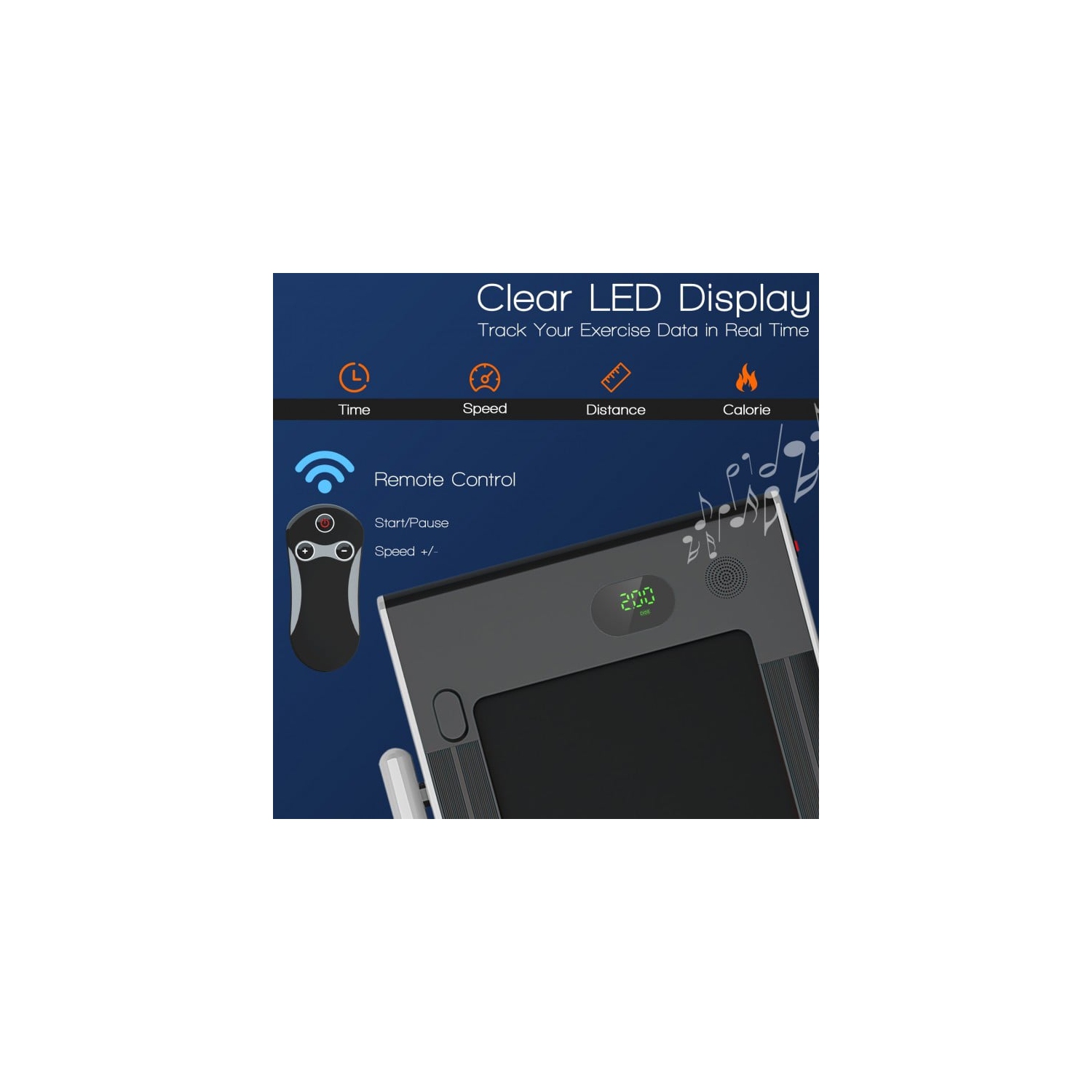 Tapis roulant repliable 2-en-1 de 2,25 HP avec télécommande et écran LED