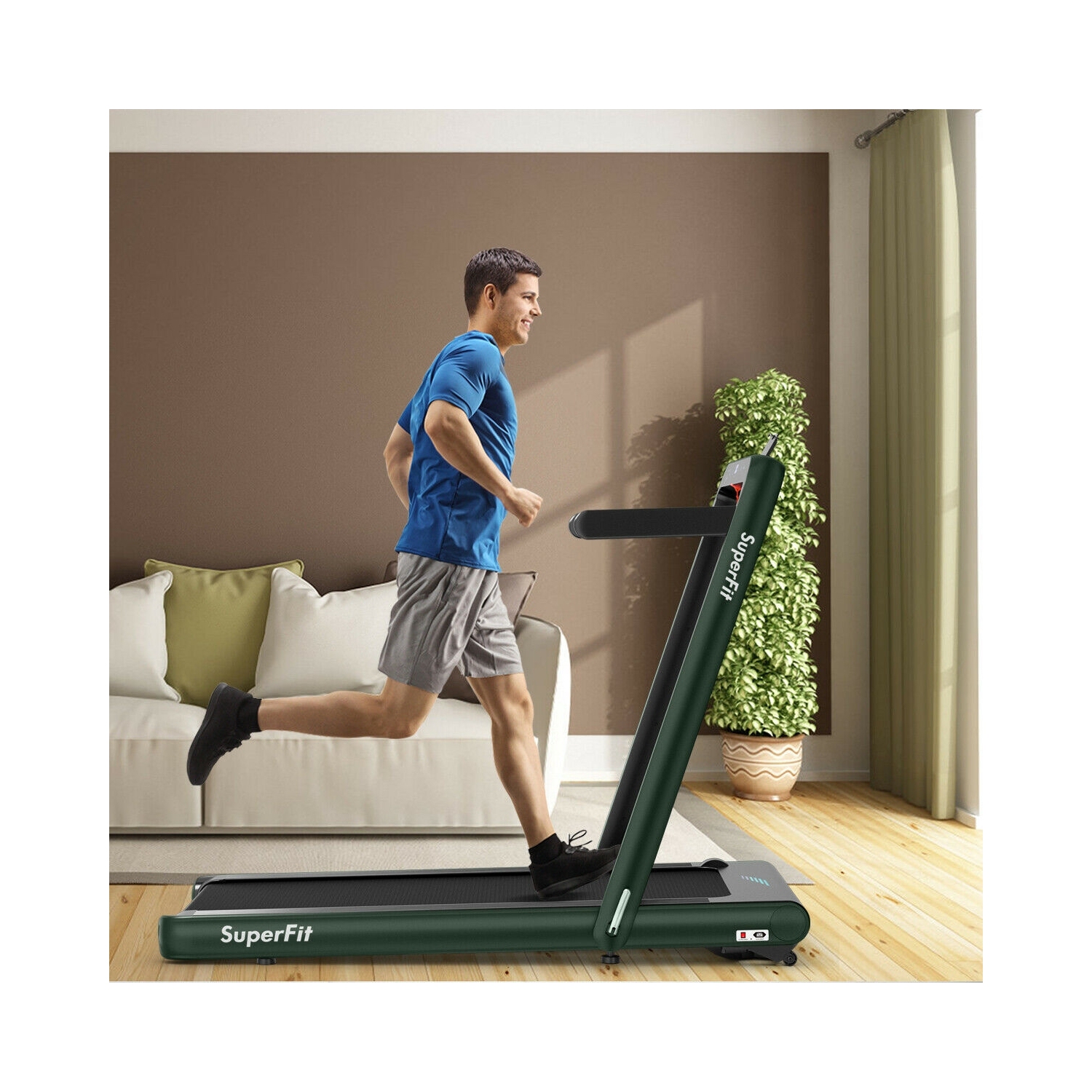 Tapis roulant repliable 2-en-1 de 4,75 HP avec commande à distance - Vert