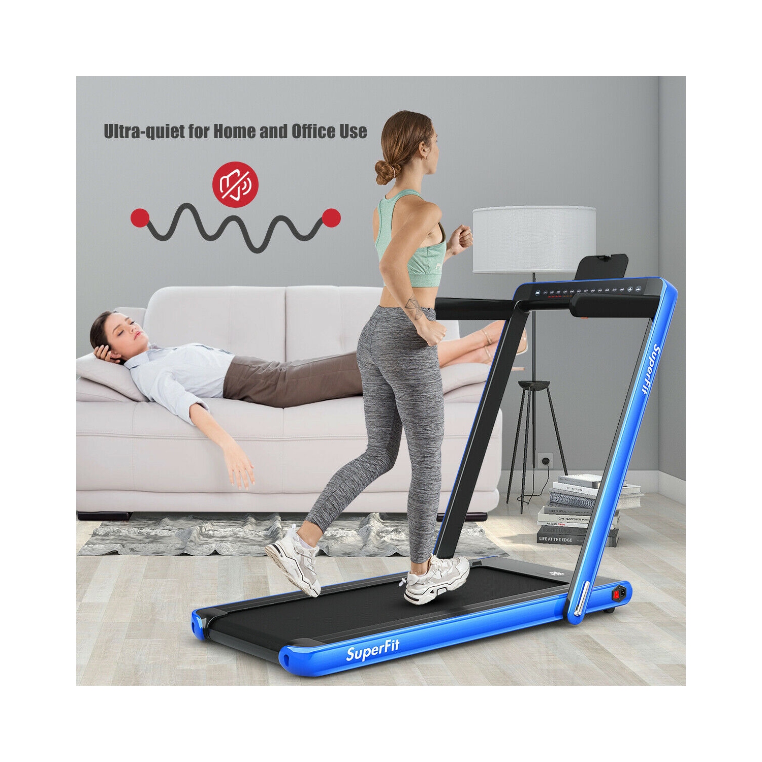 2-in-1 Folding Walking Pad Treadmill with Dual Display and App Control