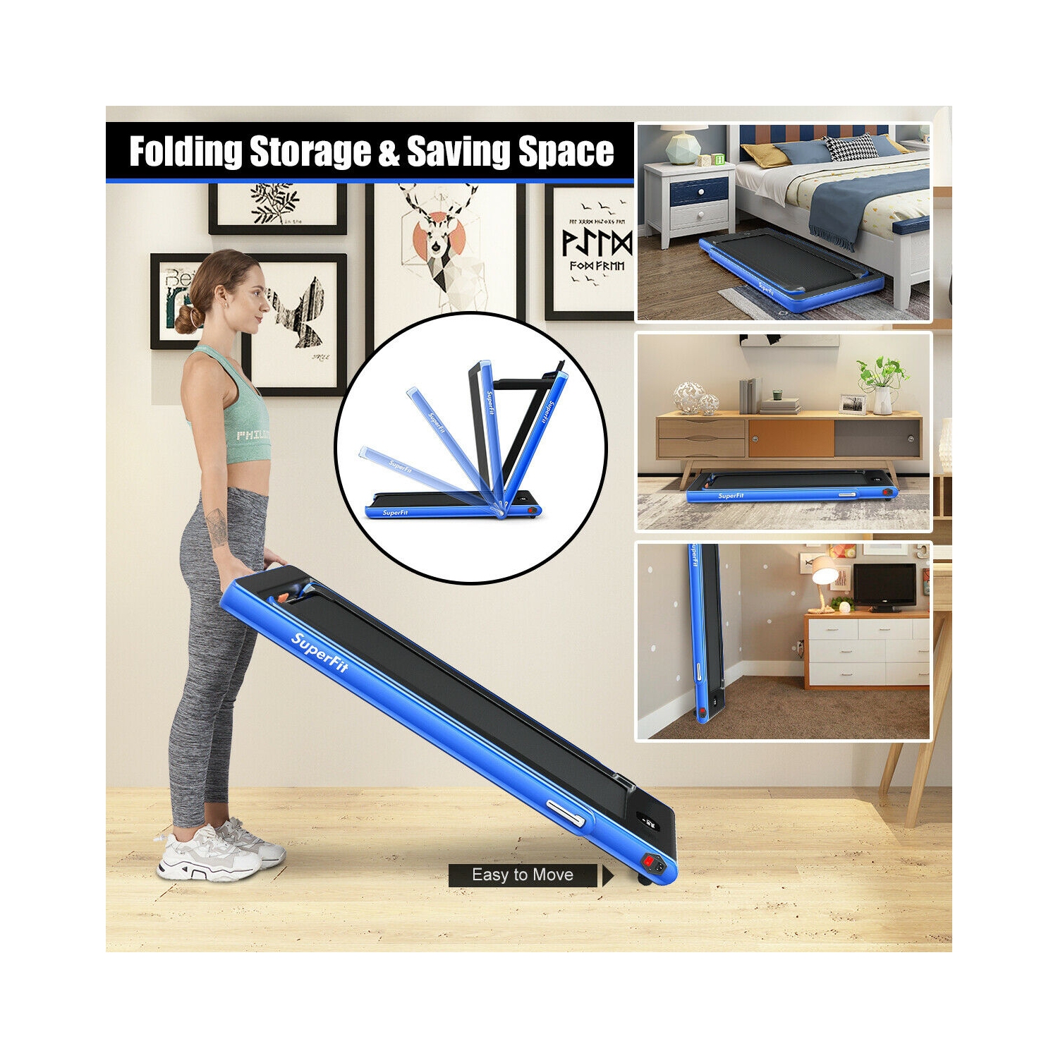 2-in-1 Folding Walking Pad Treadmill with Dual Display and App Control