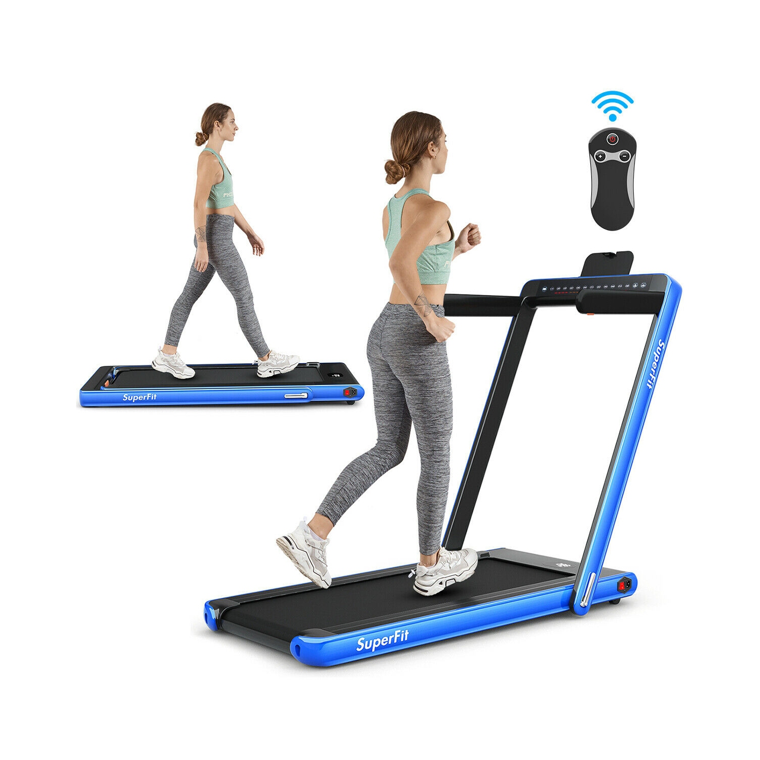 2-in-1 Folding Walking Pad Treadmill with Dual Display and App Control