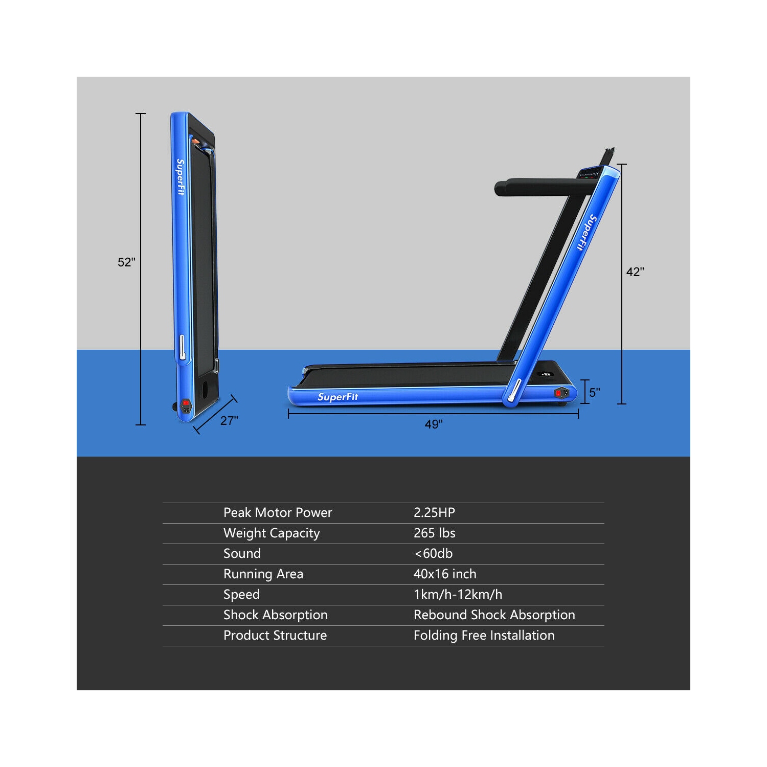 2-in-1 Folding Walking Pad Treadmill with Dual Display and App Control