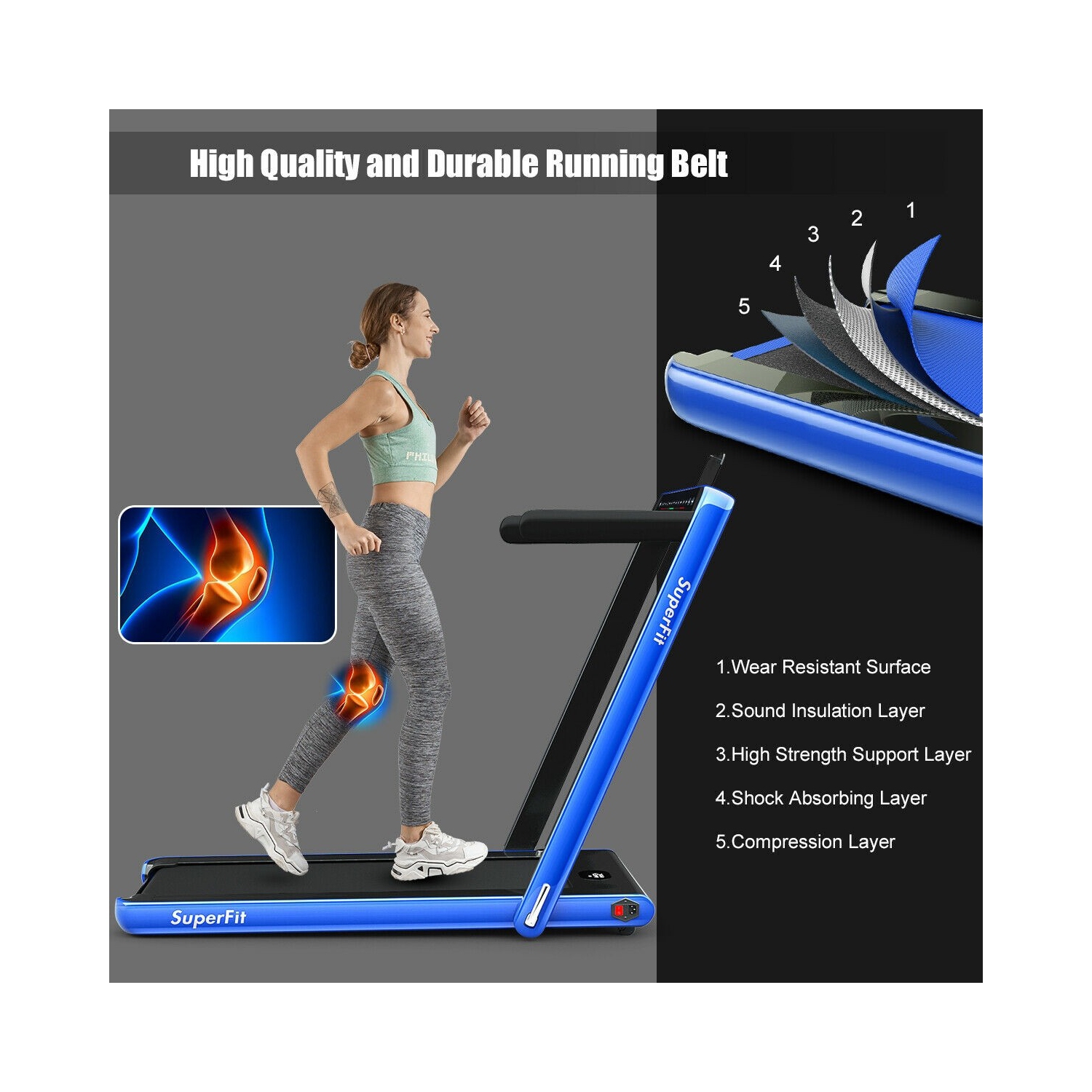 2-in-1 Folding Walking Pad Treadmill with Dual Display and App Control