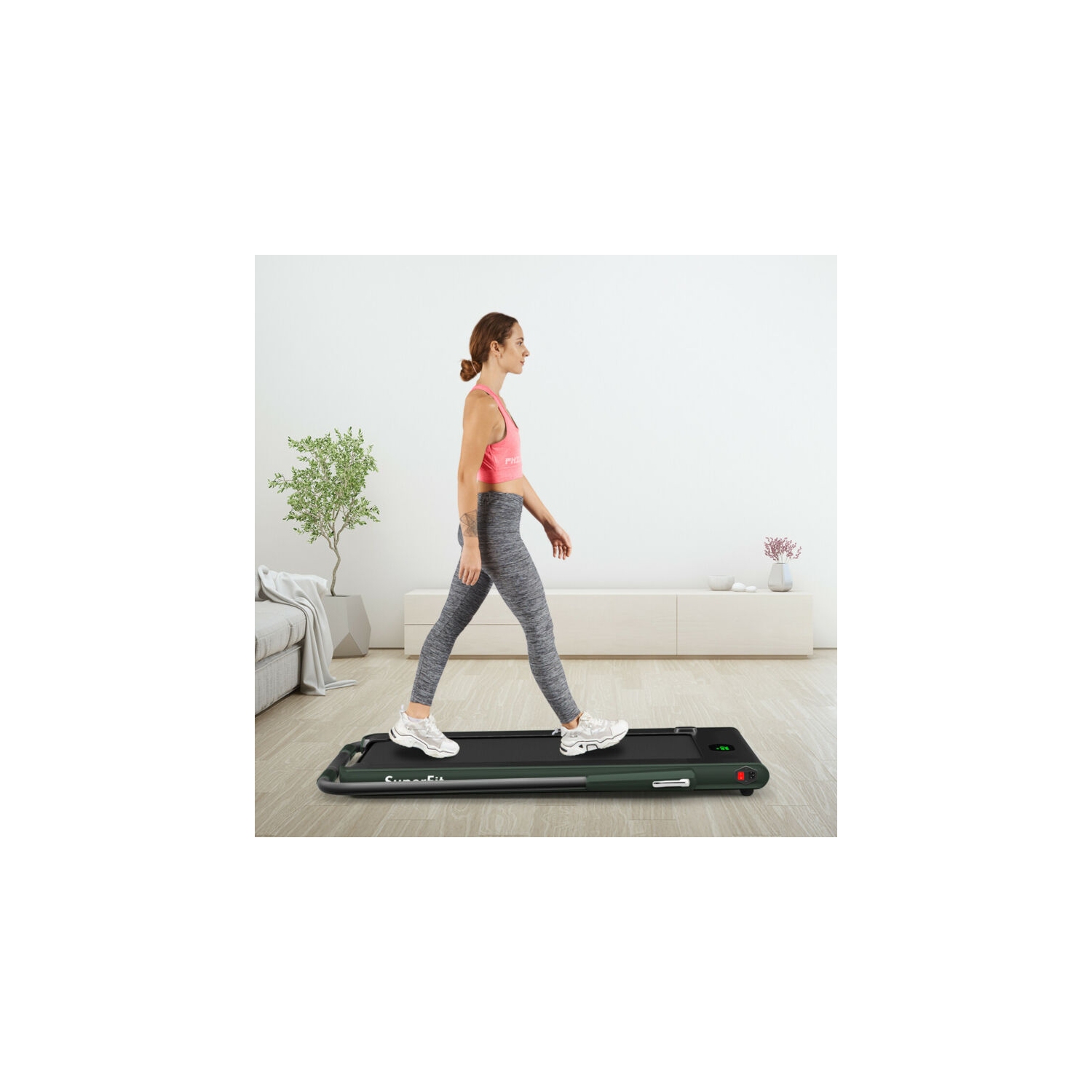 2.25 HP 2-in-1 Folding Walking Pad Treadmill with Remote Control and LED Display