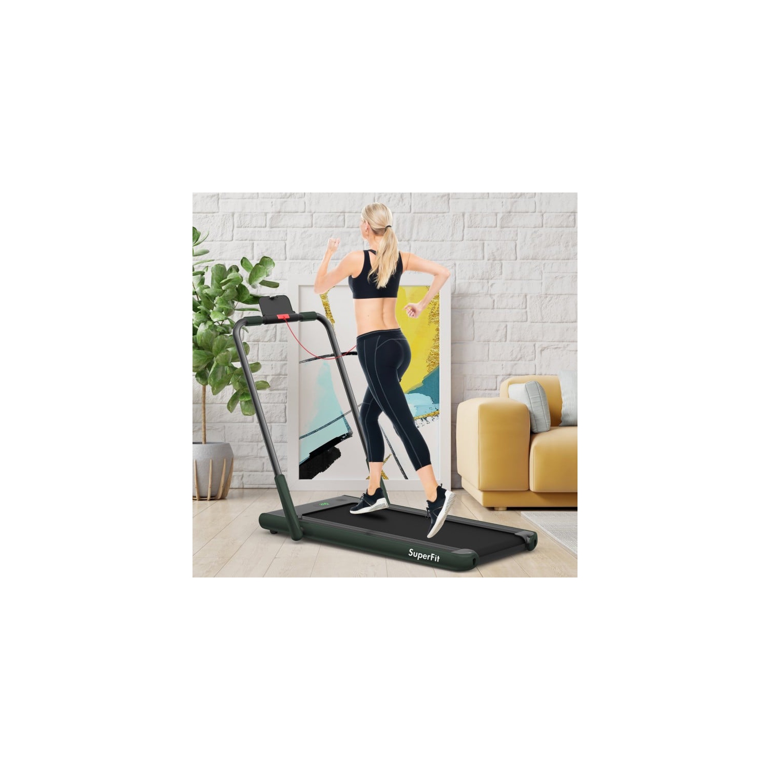 2.25 HP 2-in-1 Folding Walking Pad Treadmill with Remote Control and LED Display