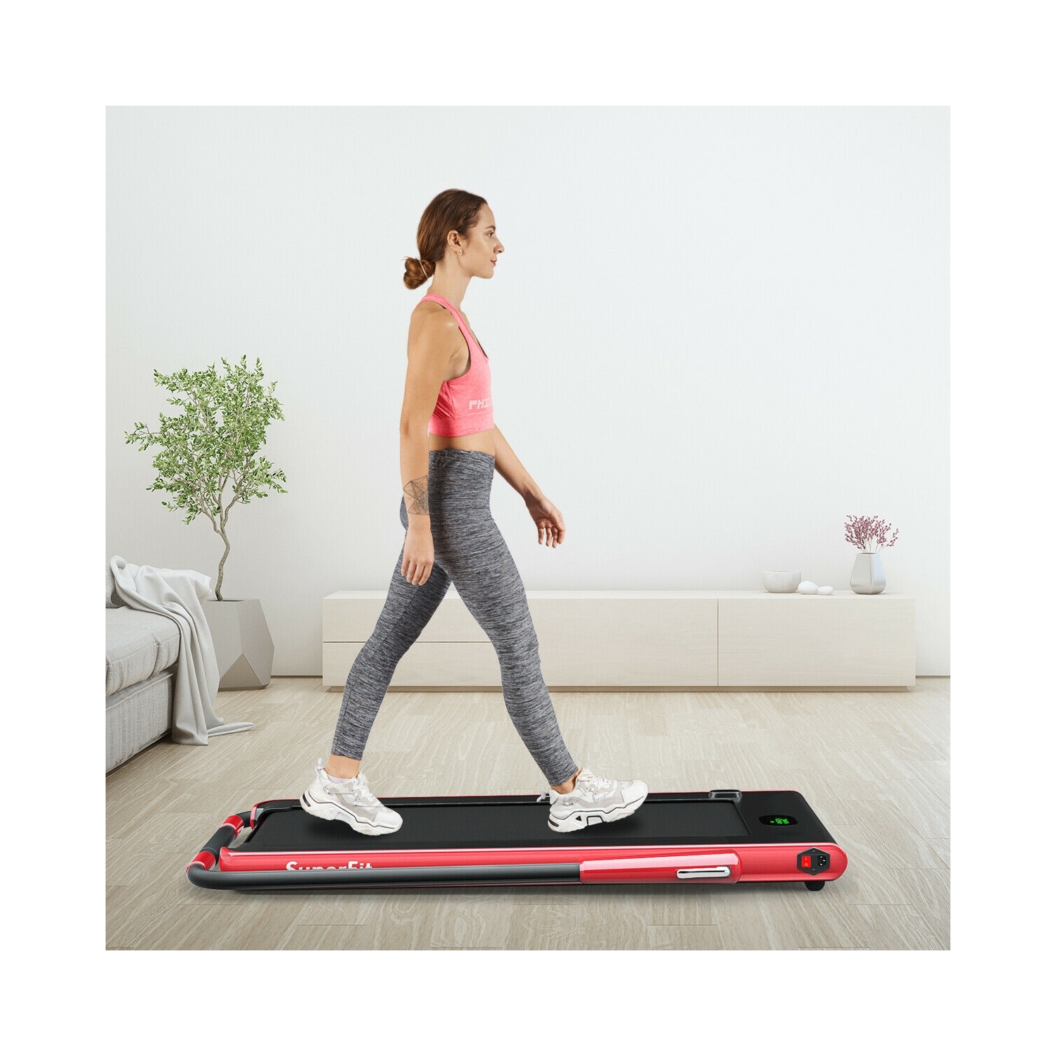 Tapis roulant repliable 2-en-1 de 2,25 HP avec télécommande et écran LED