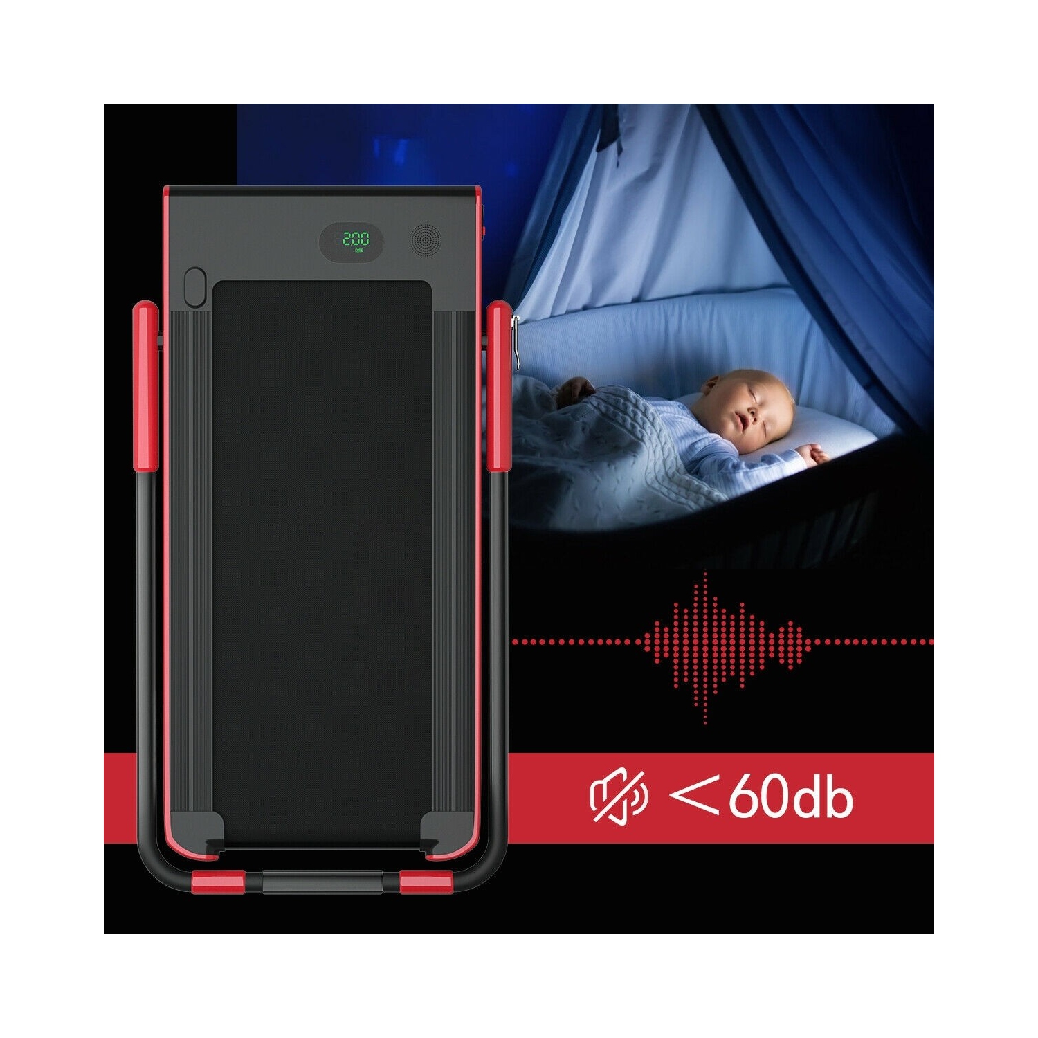 Tapis roulant repliable 2-en-1 de 2,25 HP avec télécommande et écran LED