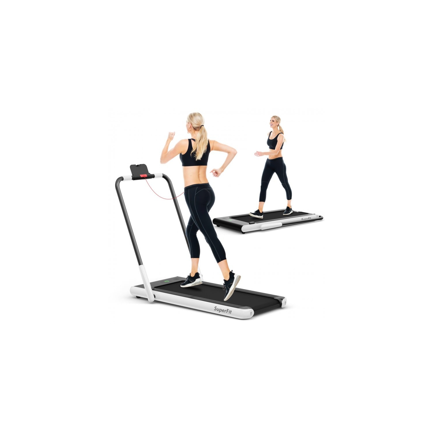 Tapis roulant repliable 2-en-1 de 2,25&nbsp;HP avec télécommande et écran LED