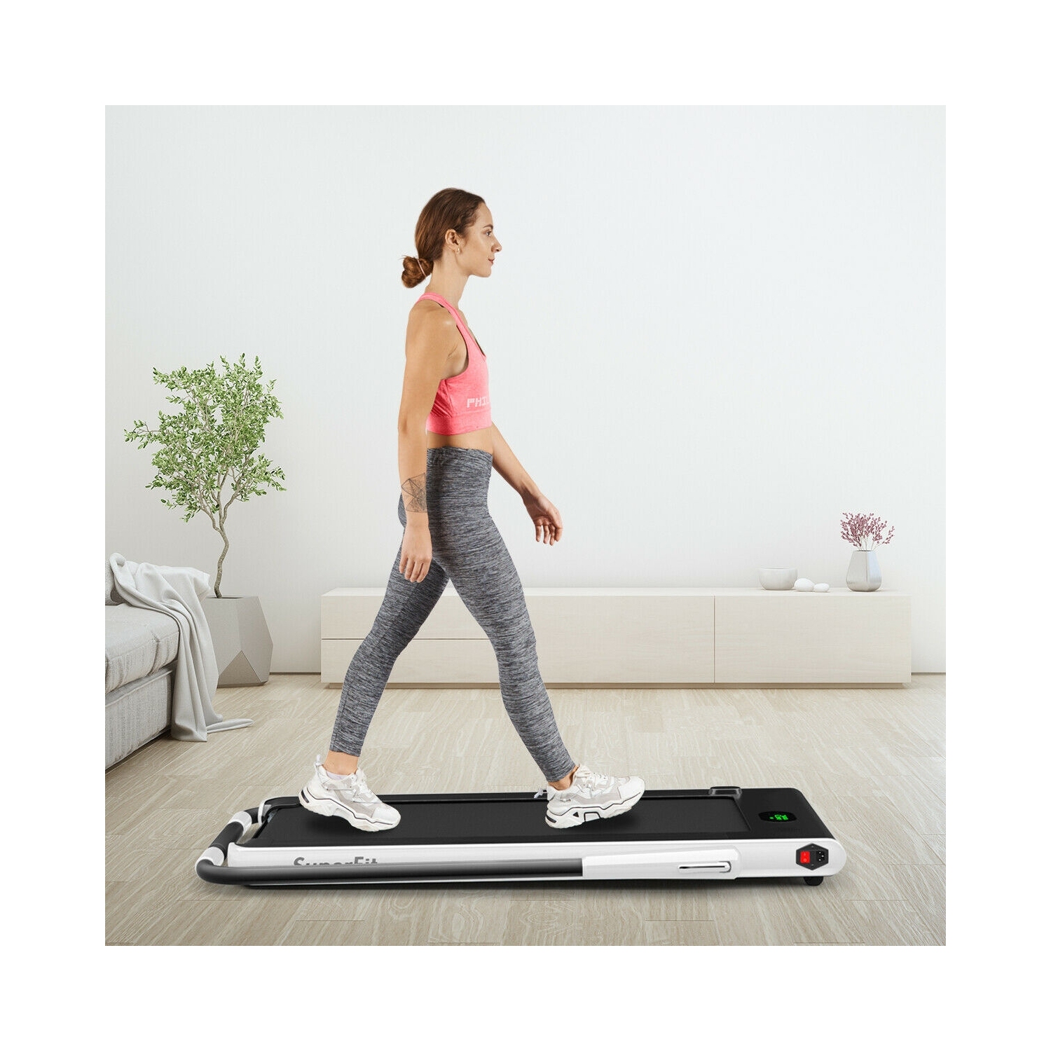 Tapis roulant repliable 2-en-1 de 2,25&nbsp;HP avec télécommande et écran LED