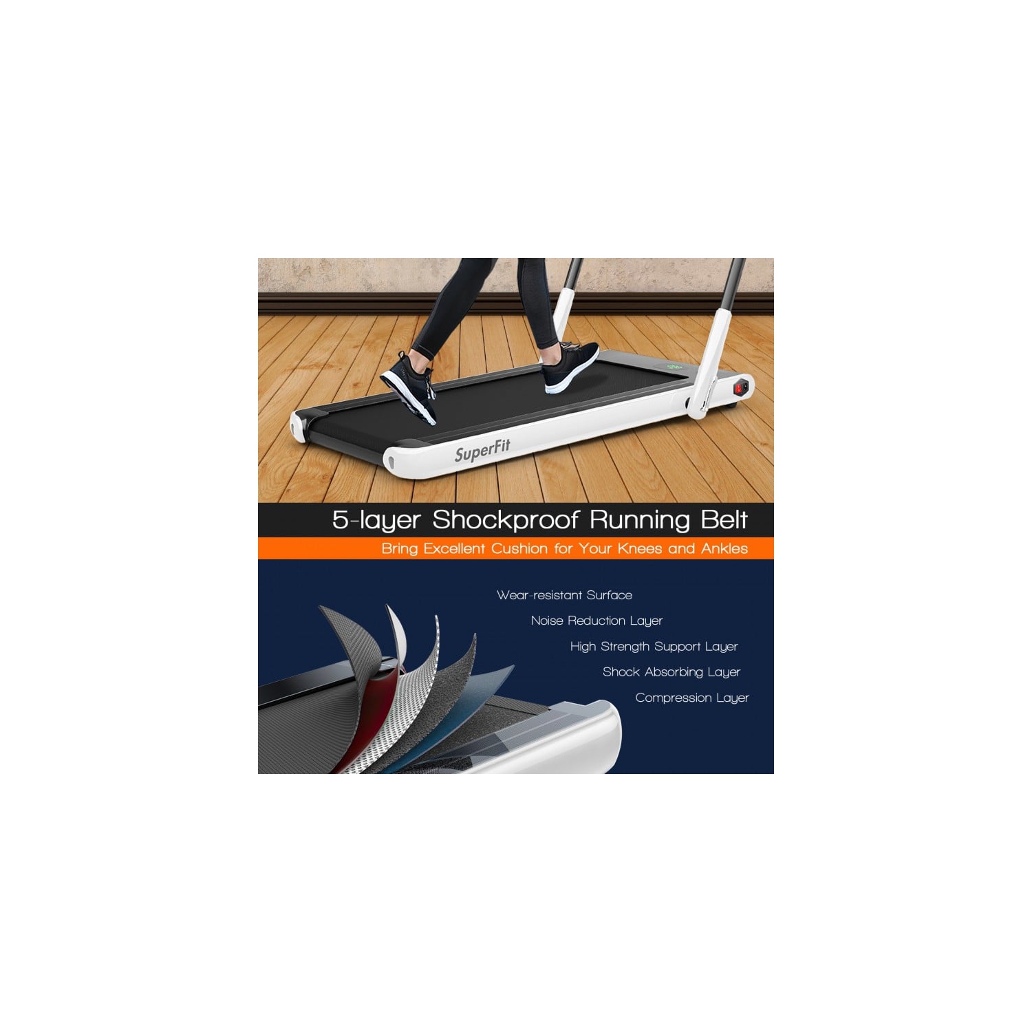 Tapis roulant repliable 2-en-1 de 2,25&nbsp;HP avec télécommande et écran LED