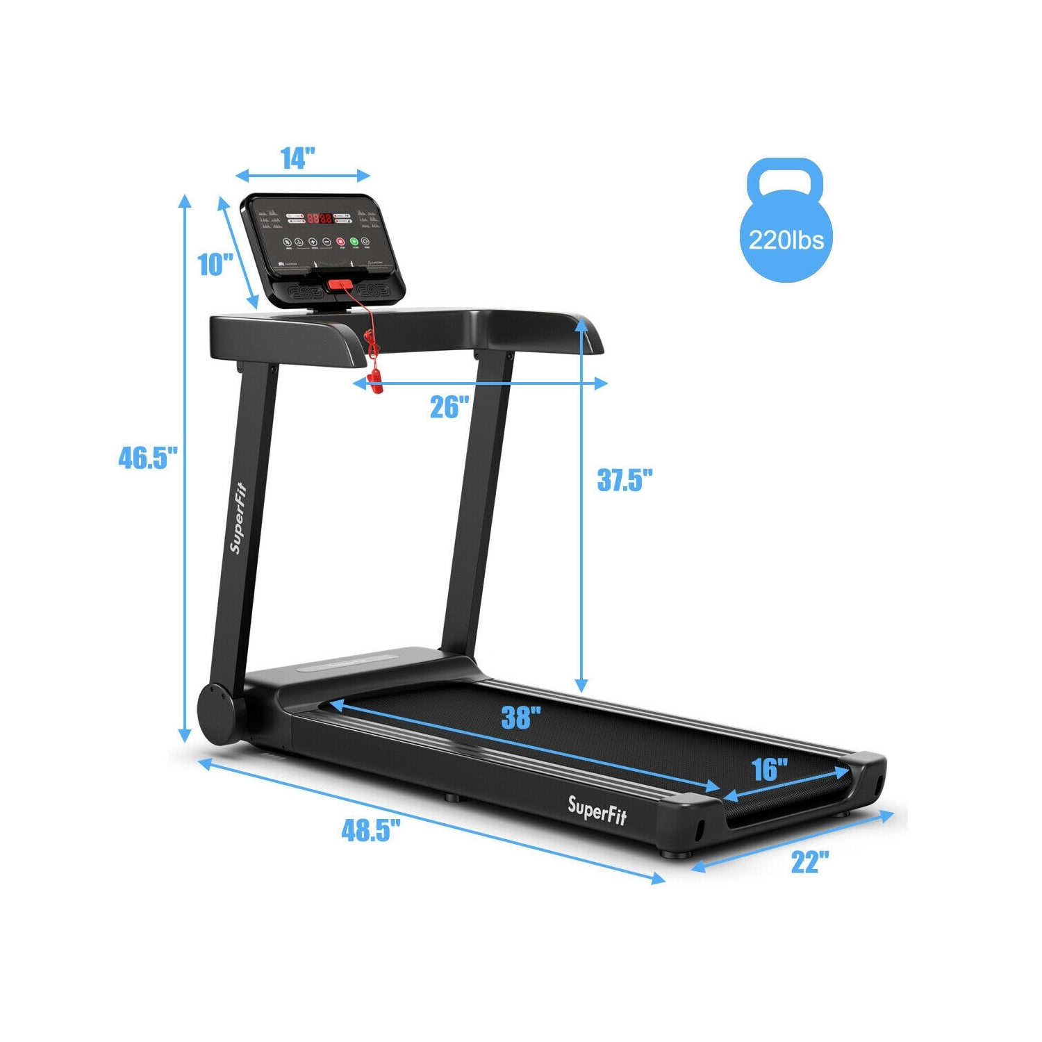 Tapis roulant électrique de 2,25 CV avec commande par application