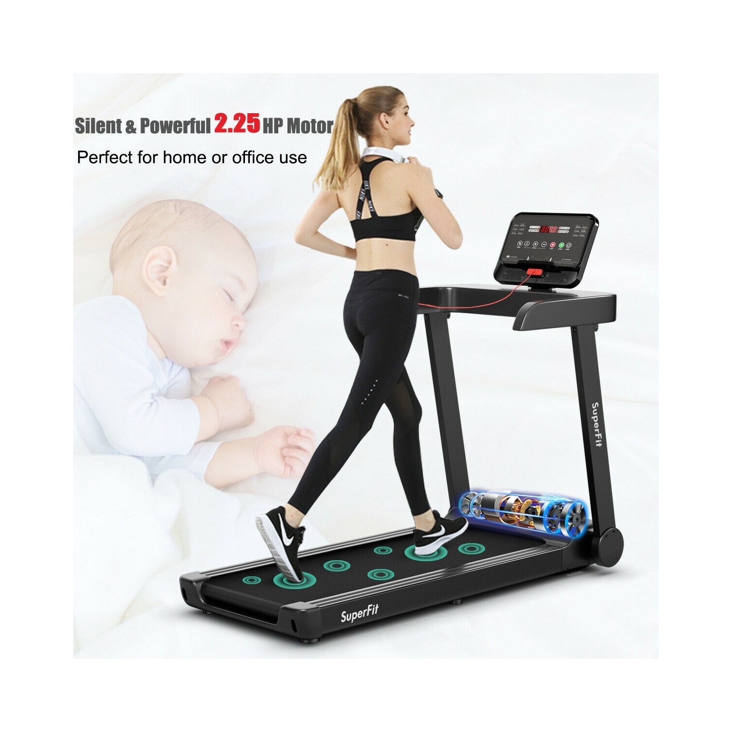 Tapis roulant électrique de 2,25 CV avec commande par application