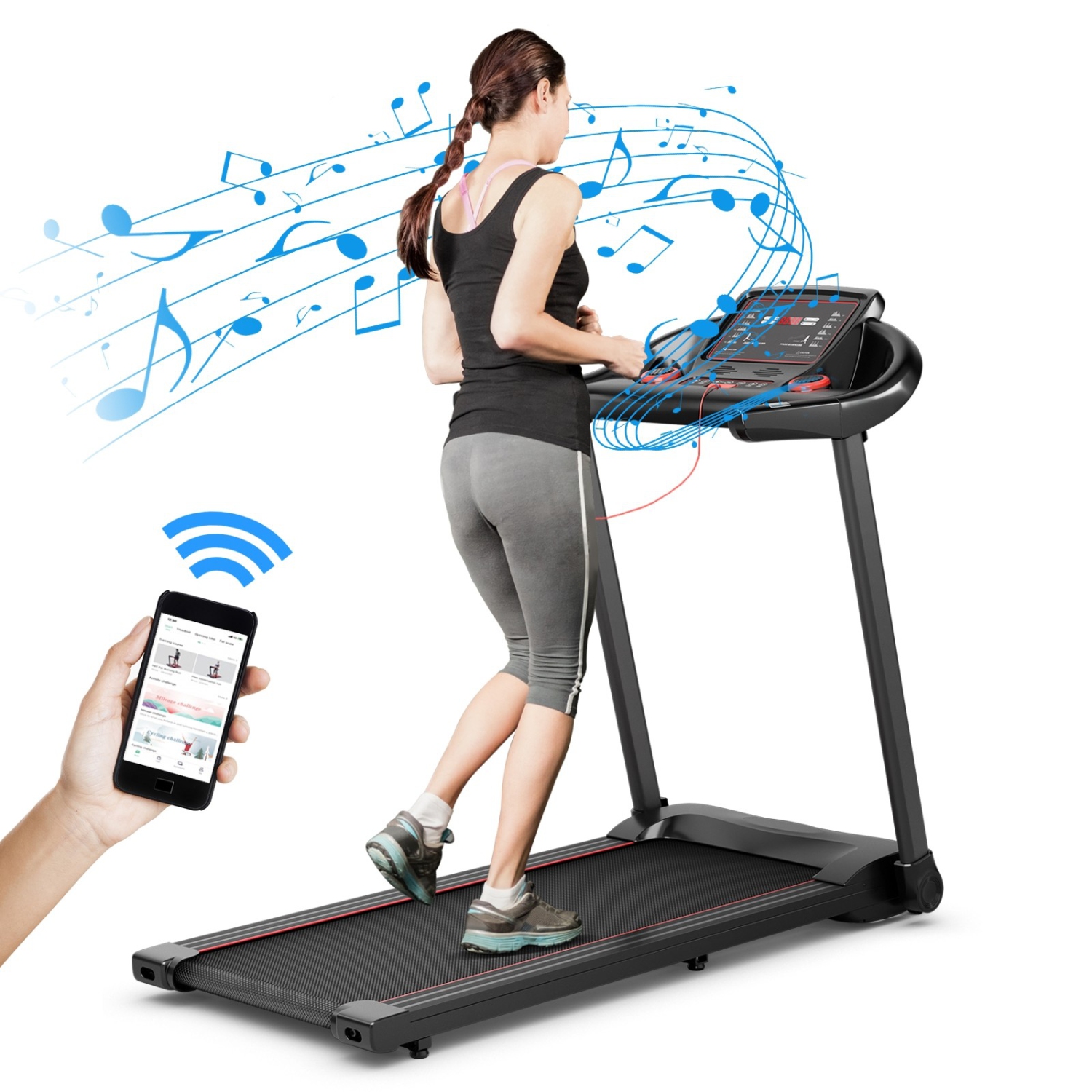 2.25HP Electric Running Machine Treadmill with Speaker and APP Control