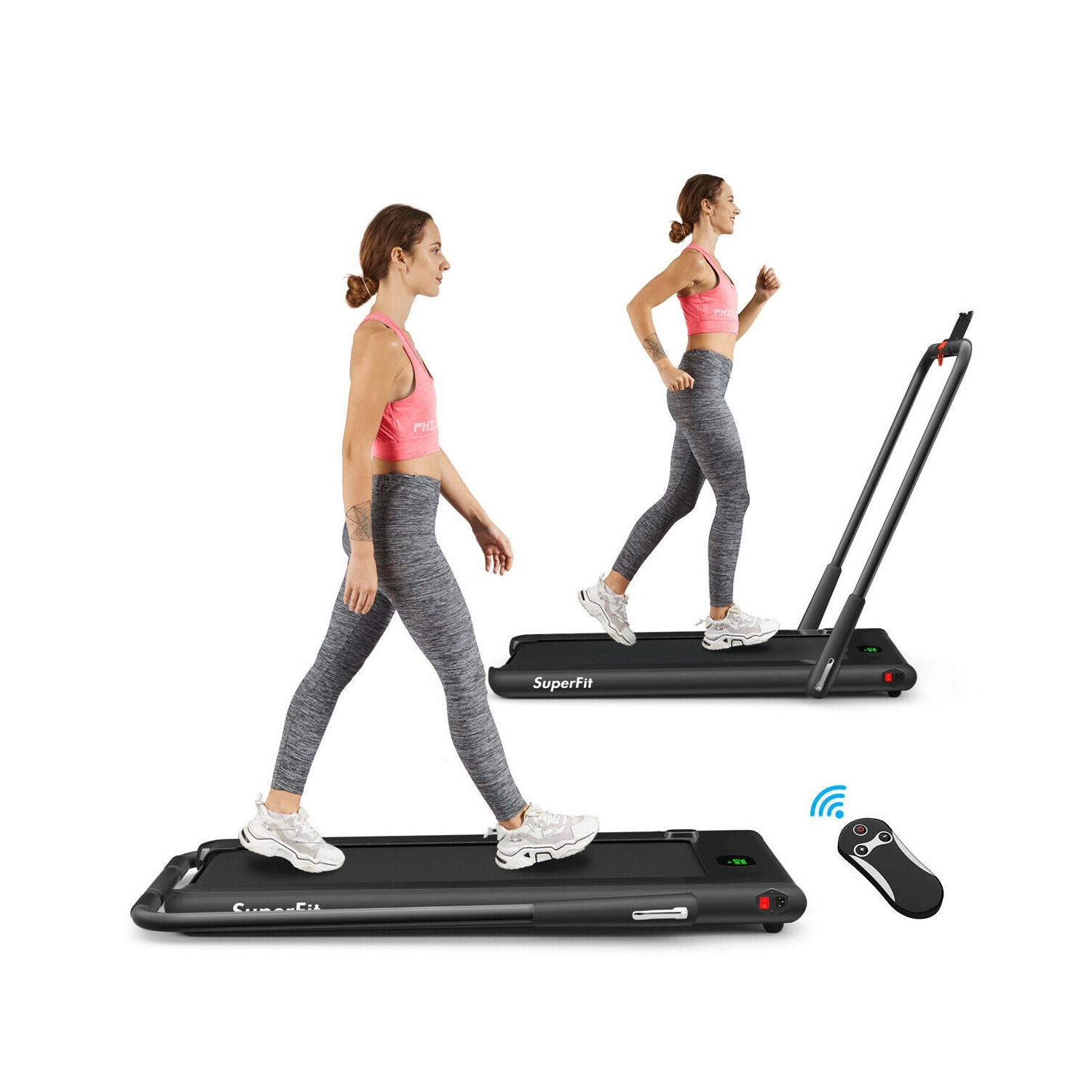 Tapis roulant repliable 2-en-1 de 2,25&nbsp;HP avec télécommande et écran LED