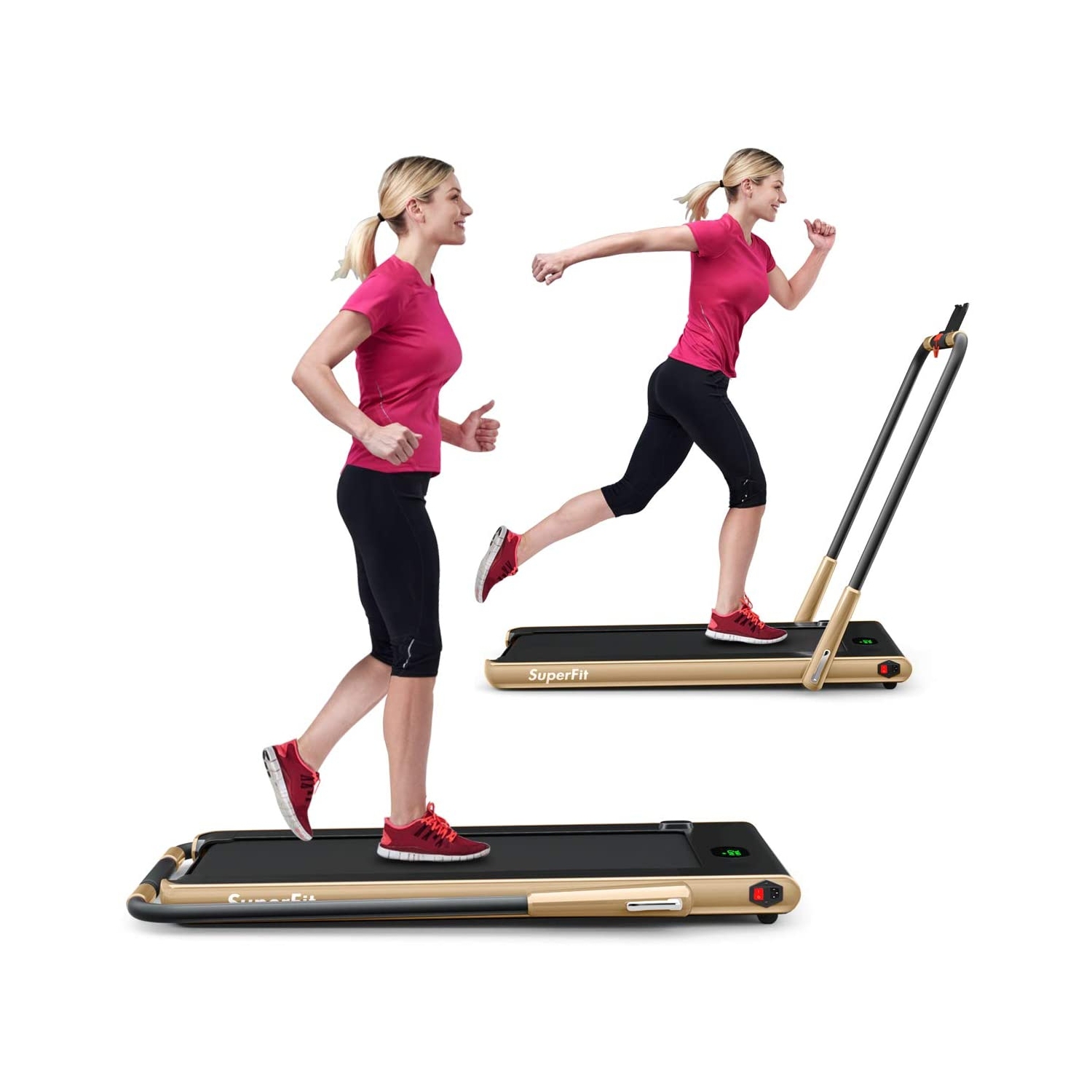 Tapis roulant repliable 2-en-1 de 2,25&nbsp;HP avec télécommande et écran LED