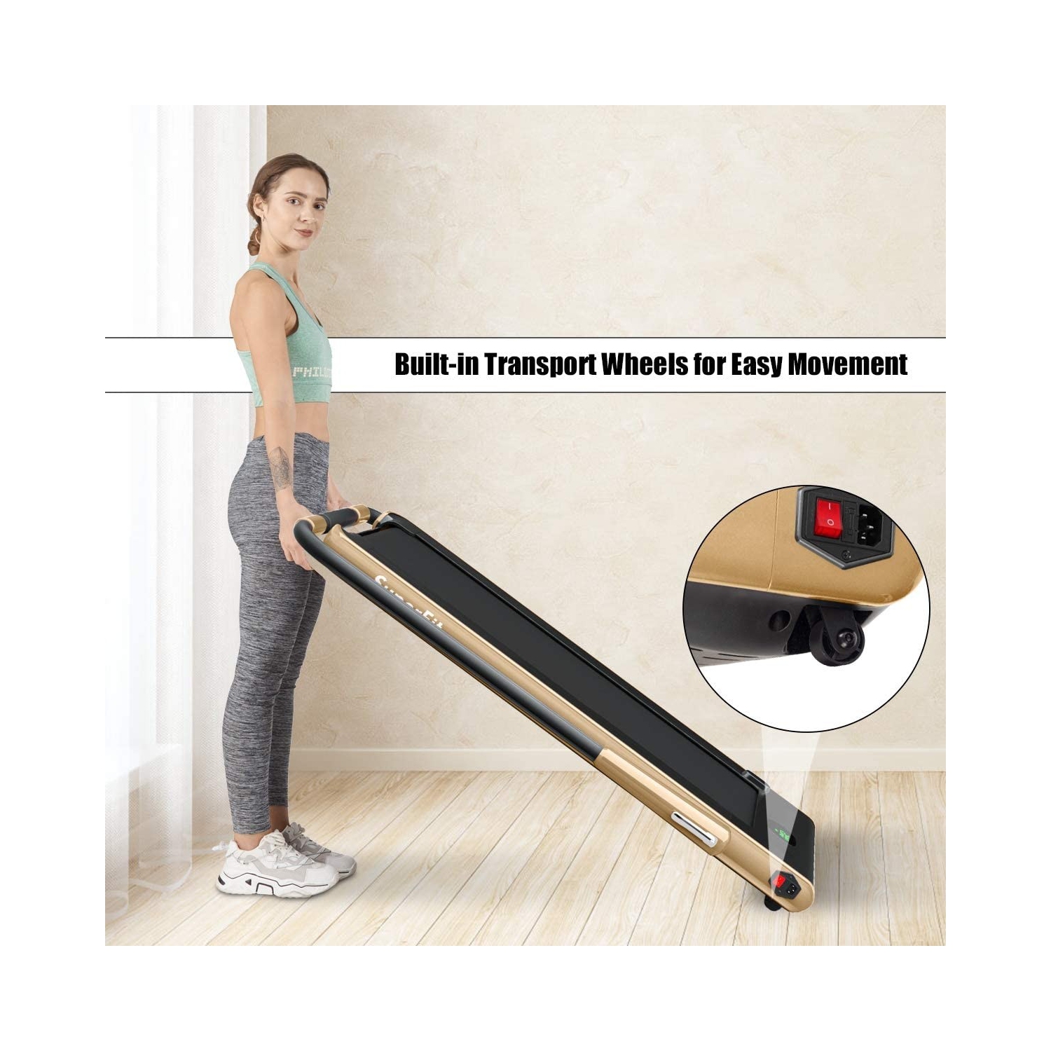 Tapis roulant repliable 2-en-1 de 2,25&nbsp;HP avec télécommande et écran LED