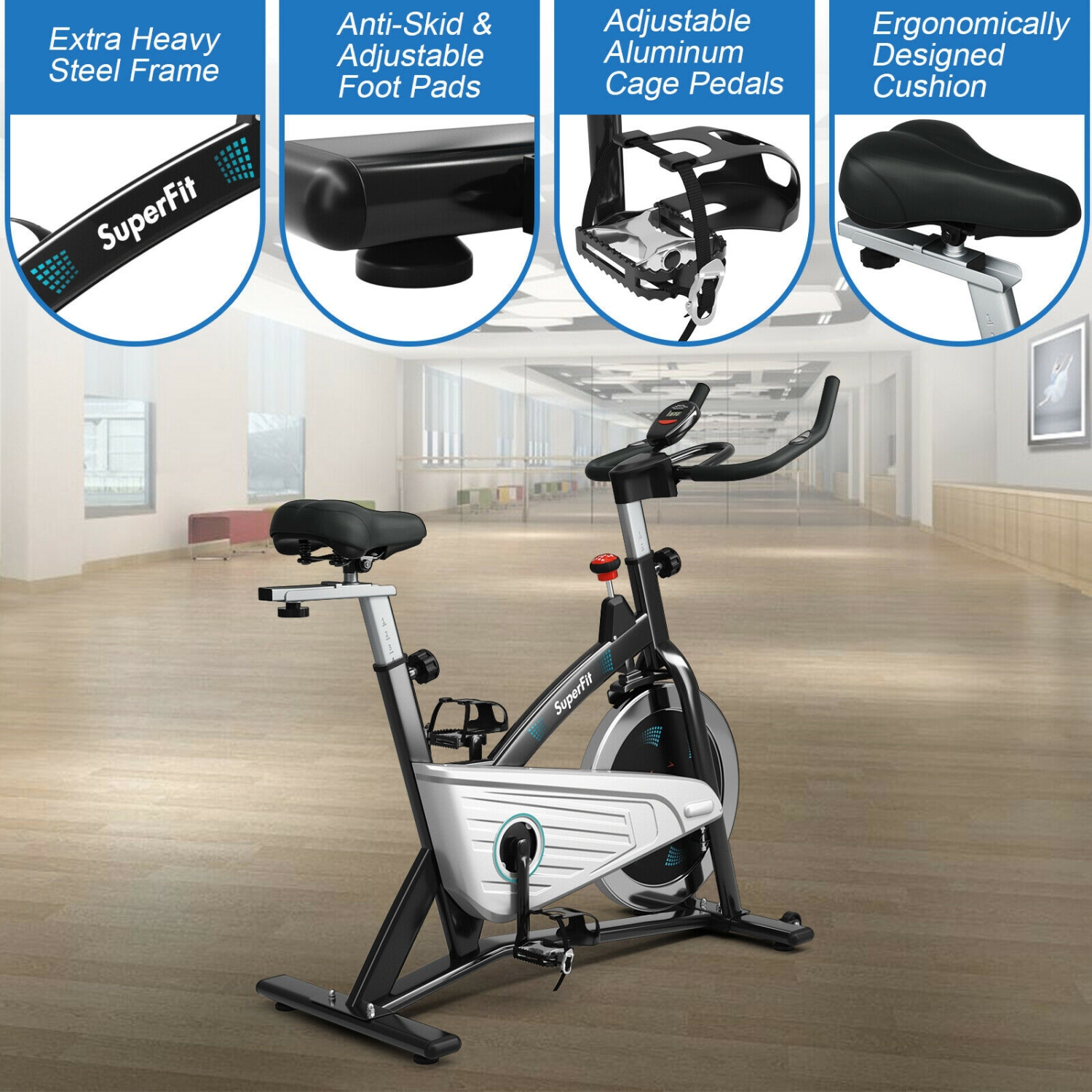 Vélo d’entraînement magnétique intérieur fixe de 30 lb avec moniteur pour salle de sport et maison