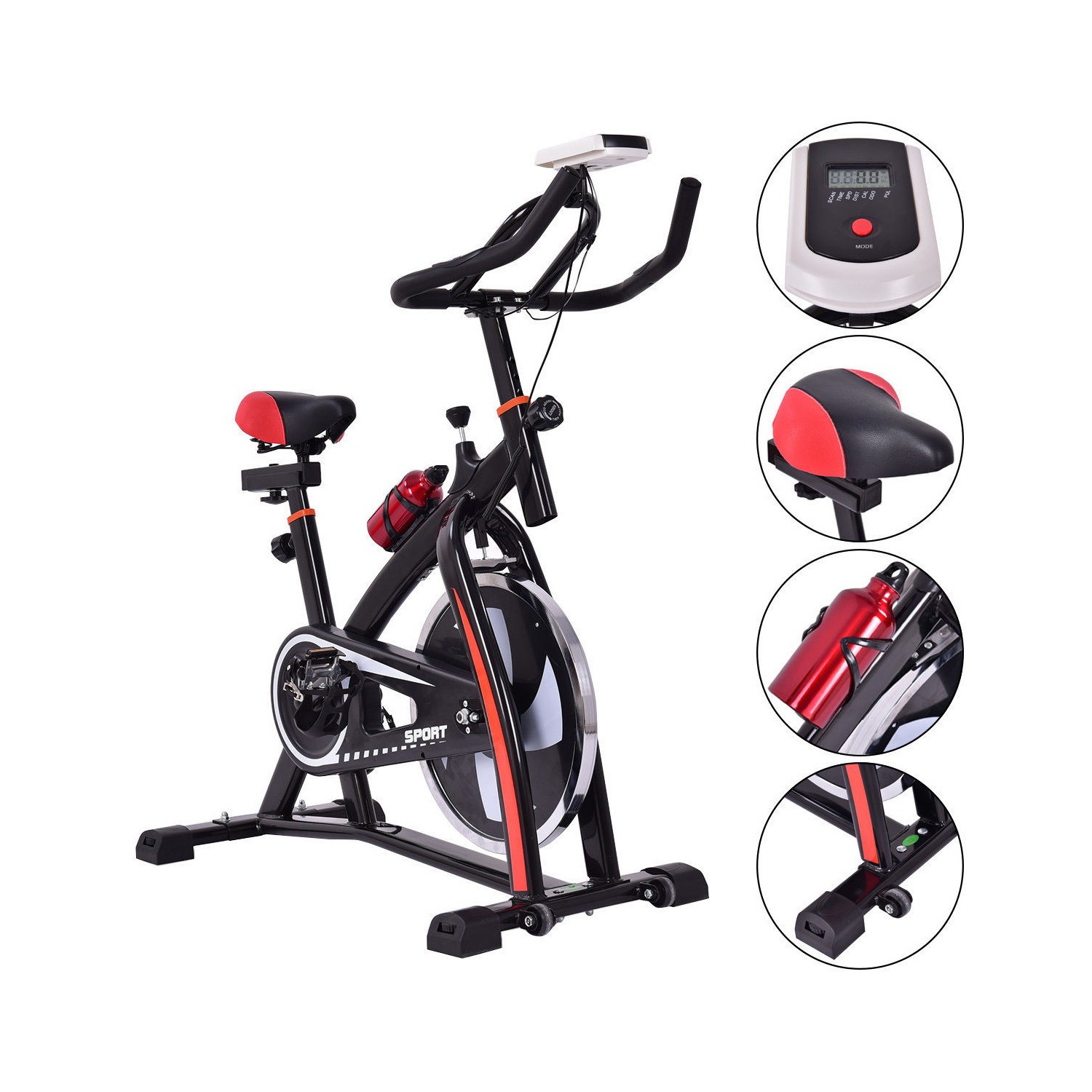 Household Adjustable Indoor Exercise Cycling Bike Trainer with Electronic Meter