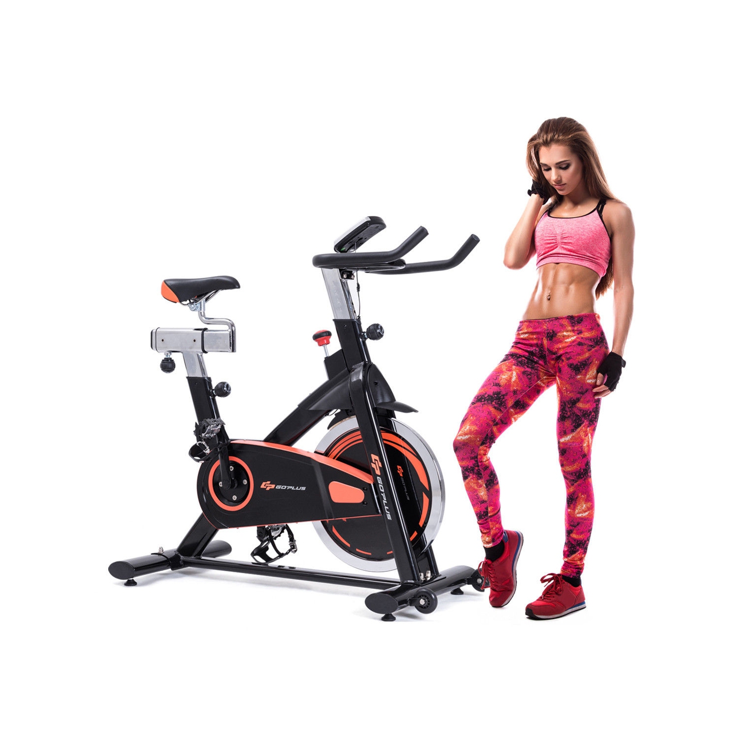 Indoor Fixed Aerobic Fitness Exercise Bicycle with Flywheel and LCD Display