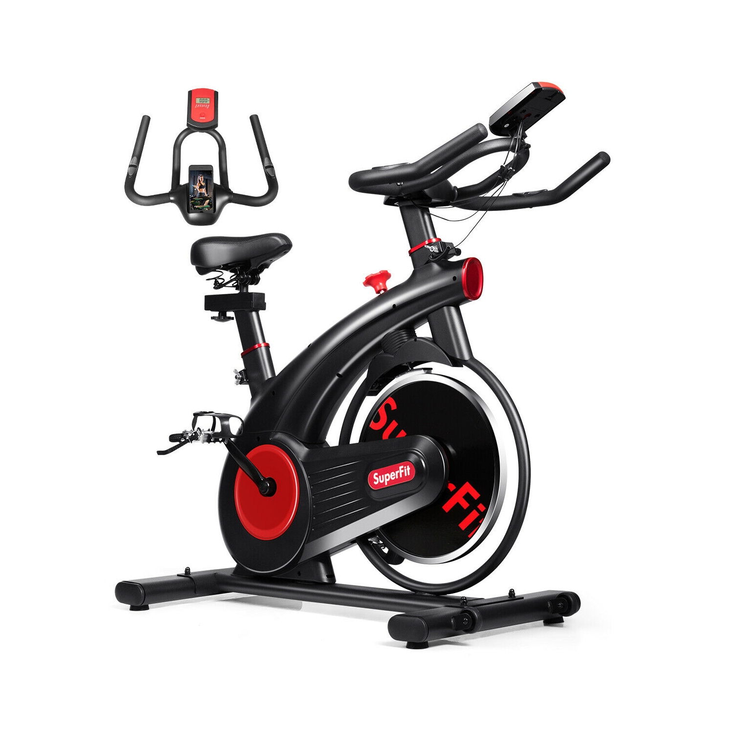 Vélo stationnaire avec courroie silencieuse et roue d’inertie DE 20 LB - Noir