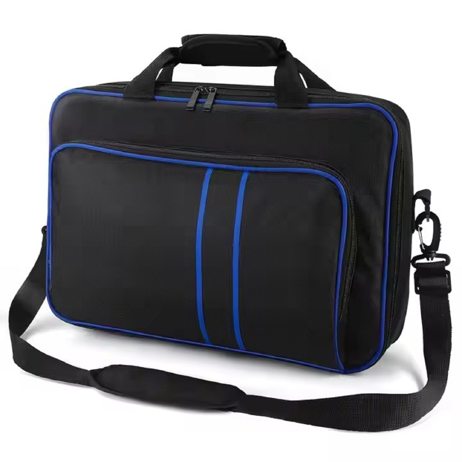 Naavor compatible avec PS5 & PS5 Sac de rangement mince, étui de transport console et manette pour accessoires PlayStation - Noir et bleu